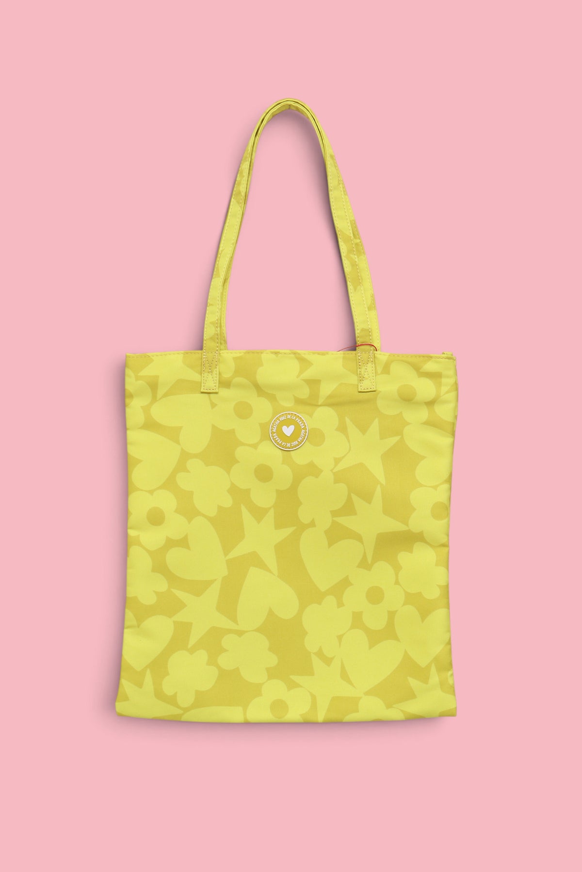 BORSA TOTE CON ICONE GIALLA