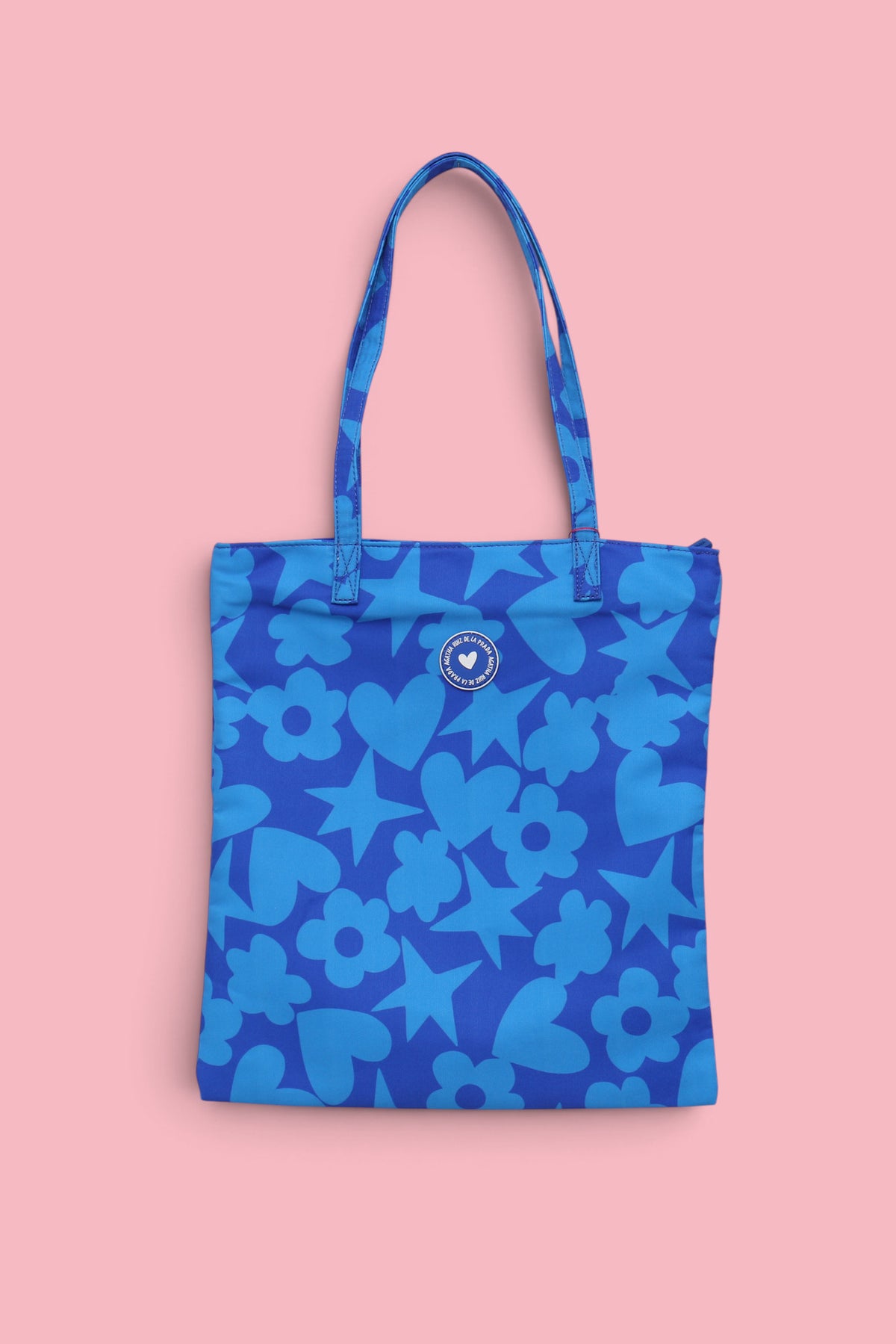 BORSA TOTE CON ICONE BLU