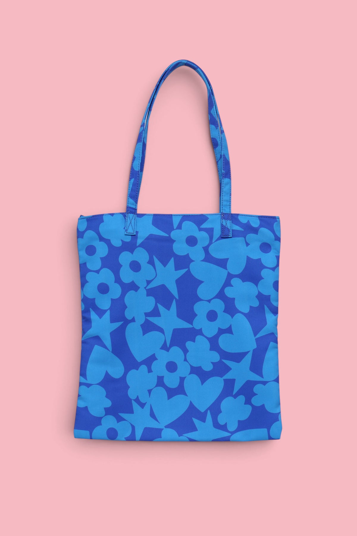 BORSA TOTE CON ICONE BLU