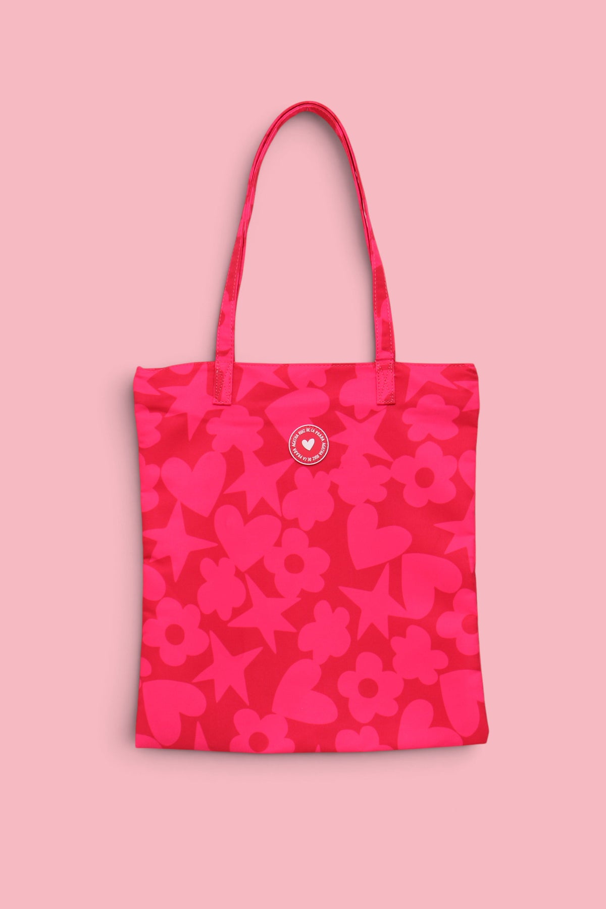 BORSA TOTE CON ICONE FUCSIA
