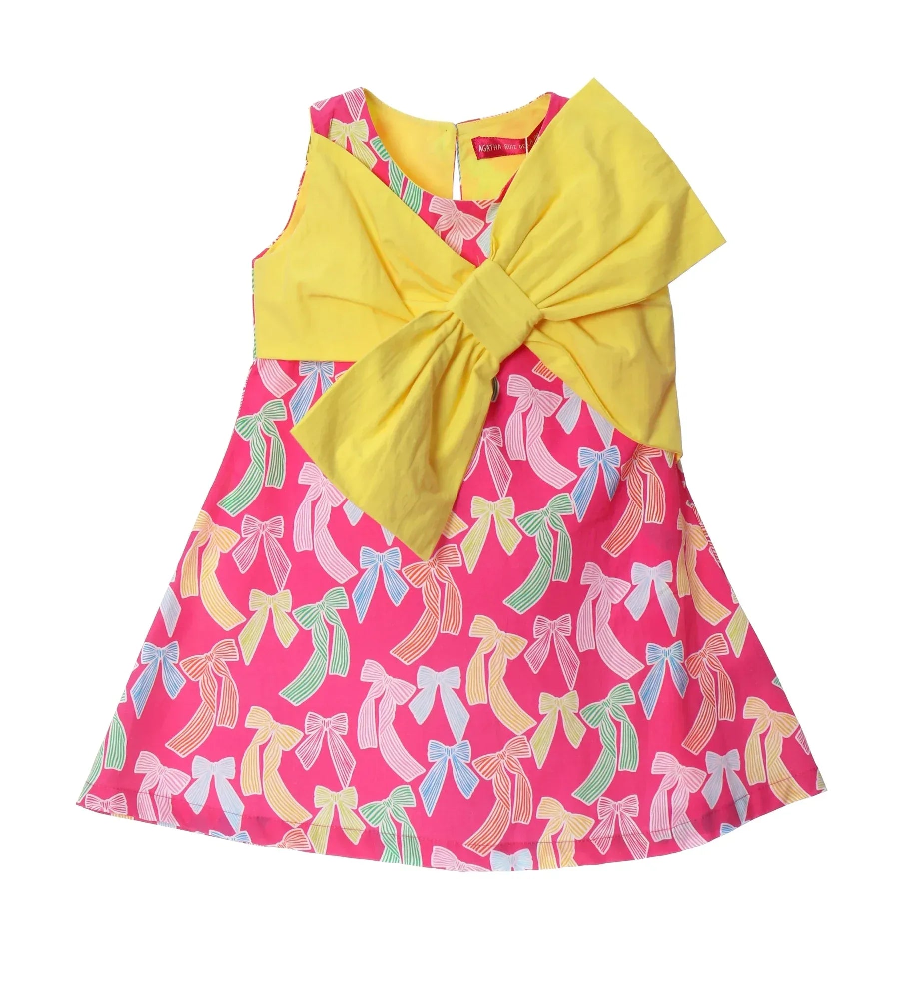 VESTIDO LAZO AMARILLO FUCSIA LAZOS - Agatha Ruiz de la Prada