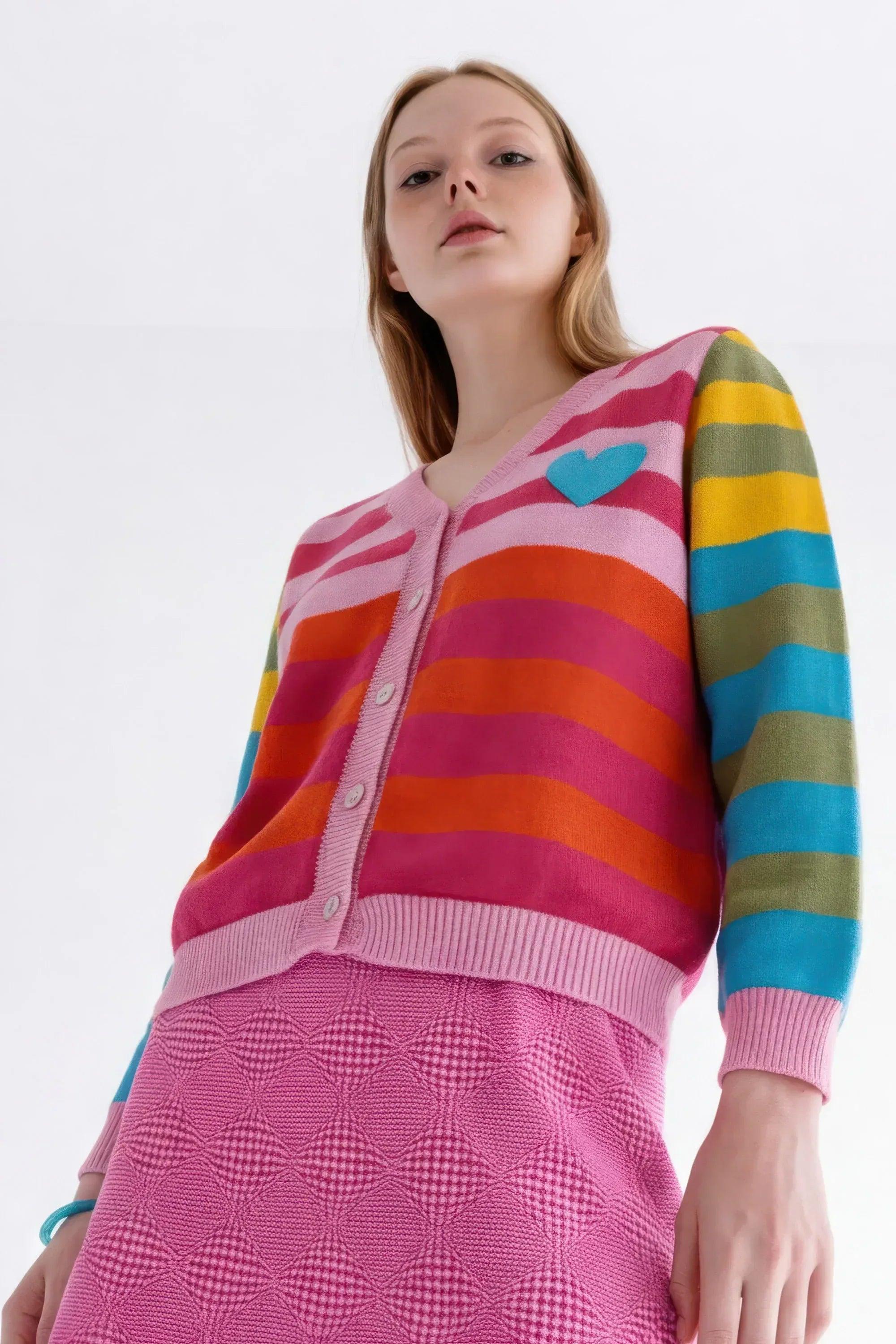 CHAQUETA RAYAS ROSA MUJER