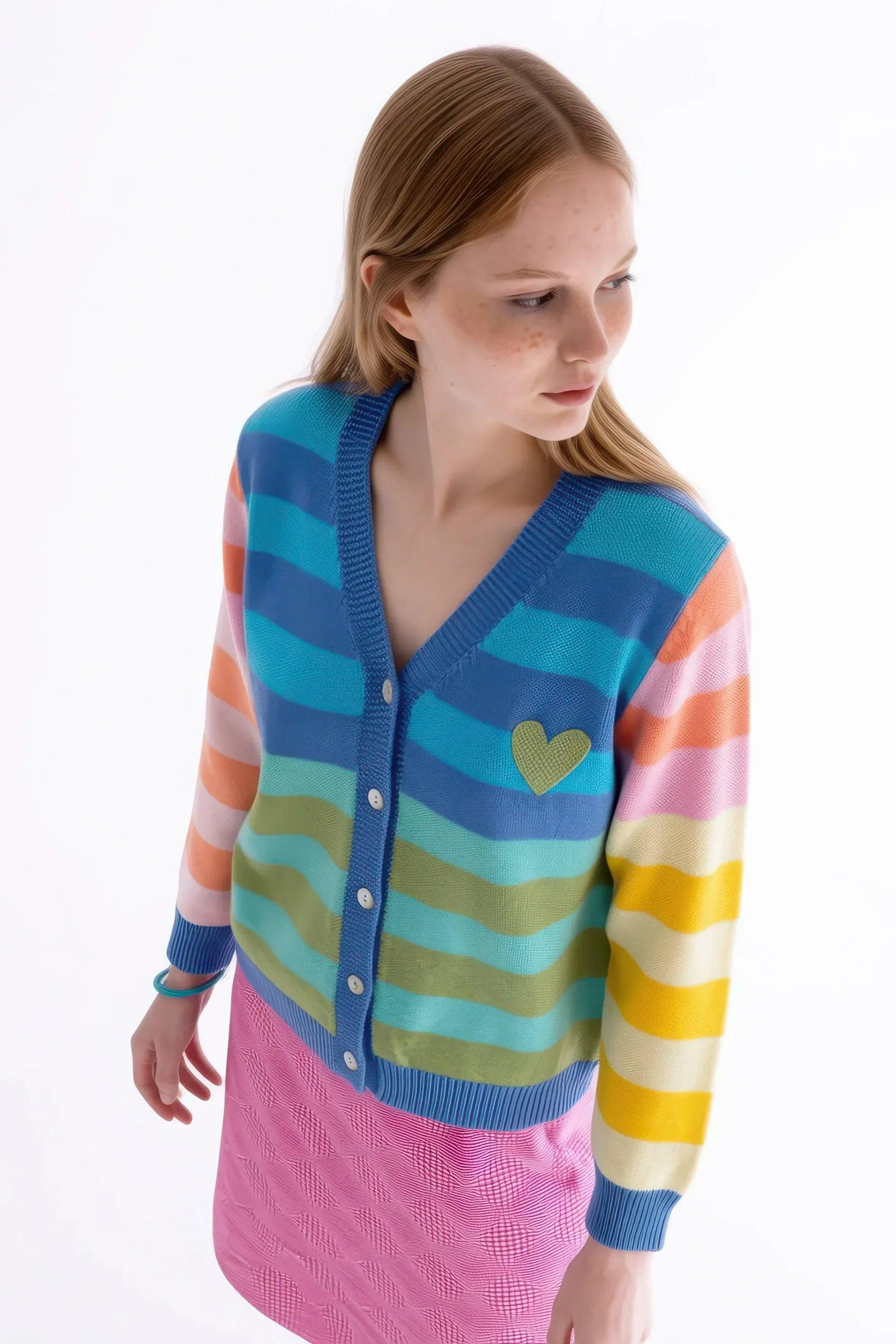 VESTE RAYÉE BLEUE FEMME