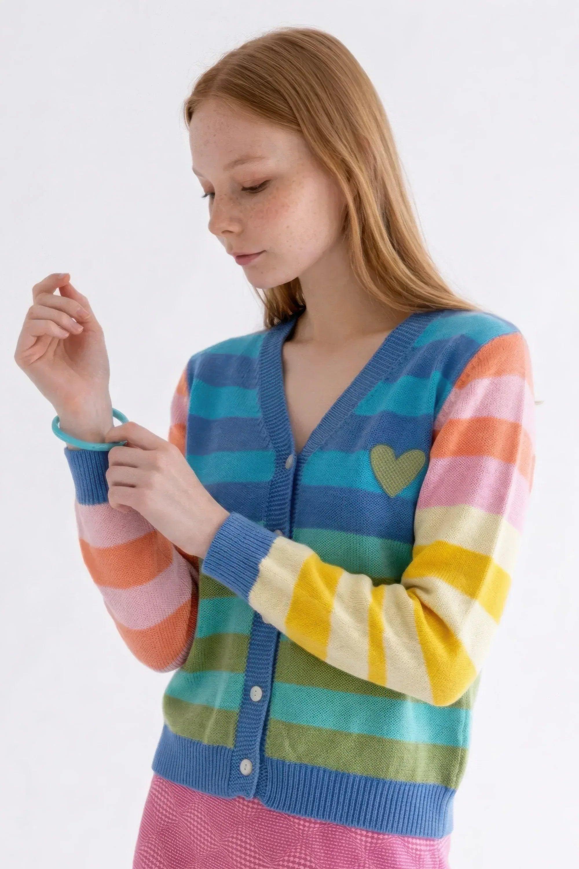 VESTE RAYÉE BLEUE FEMME