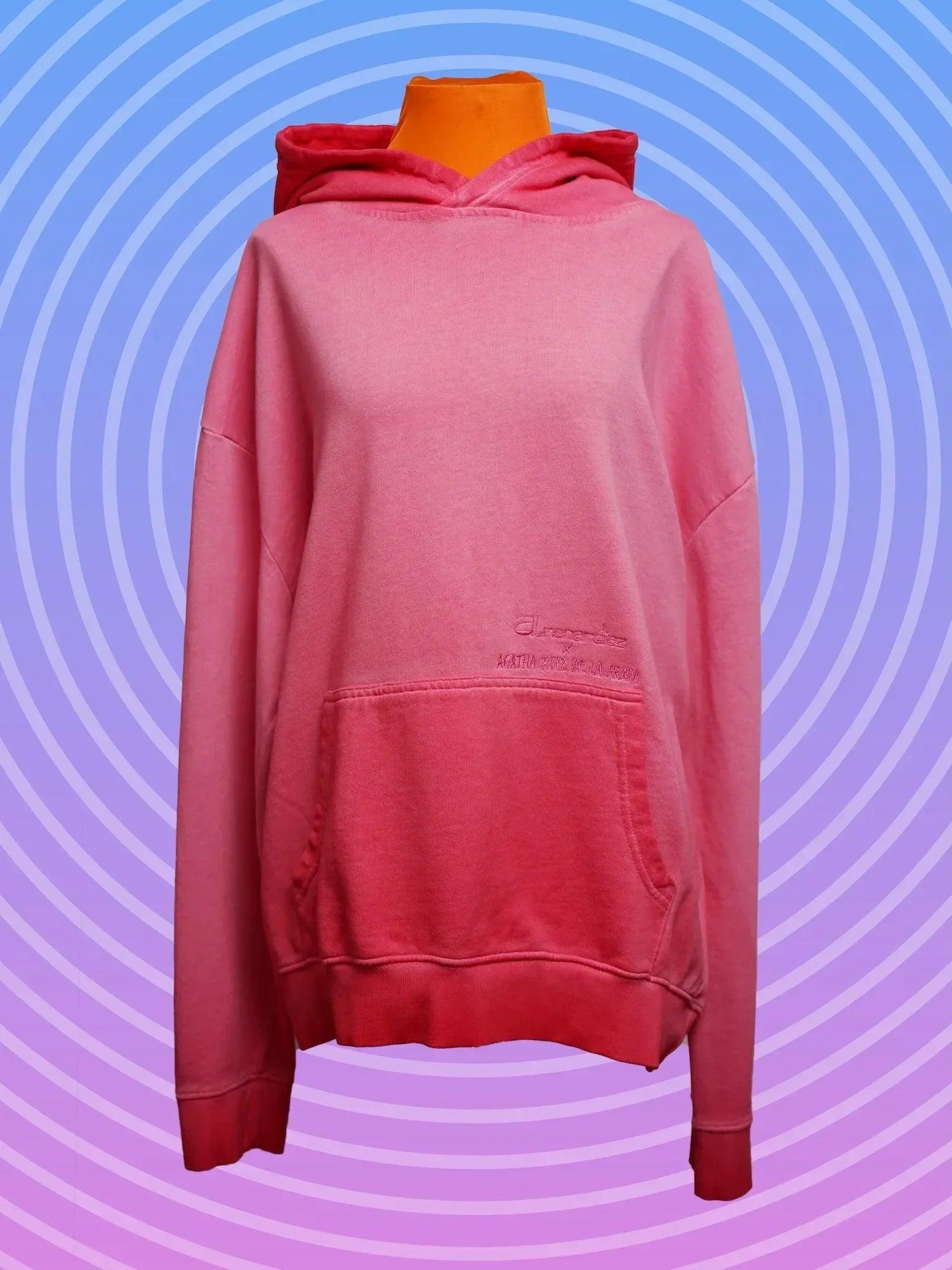 Sudadera con capucha rosa con bolsillo canguro y mangas largas