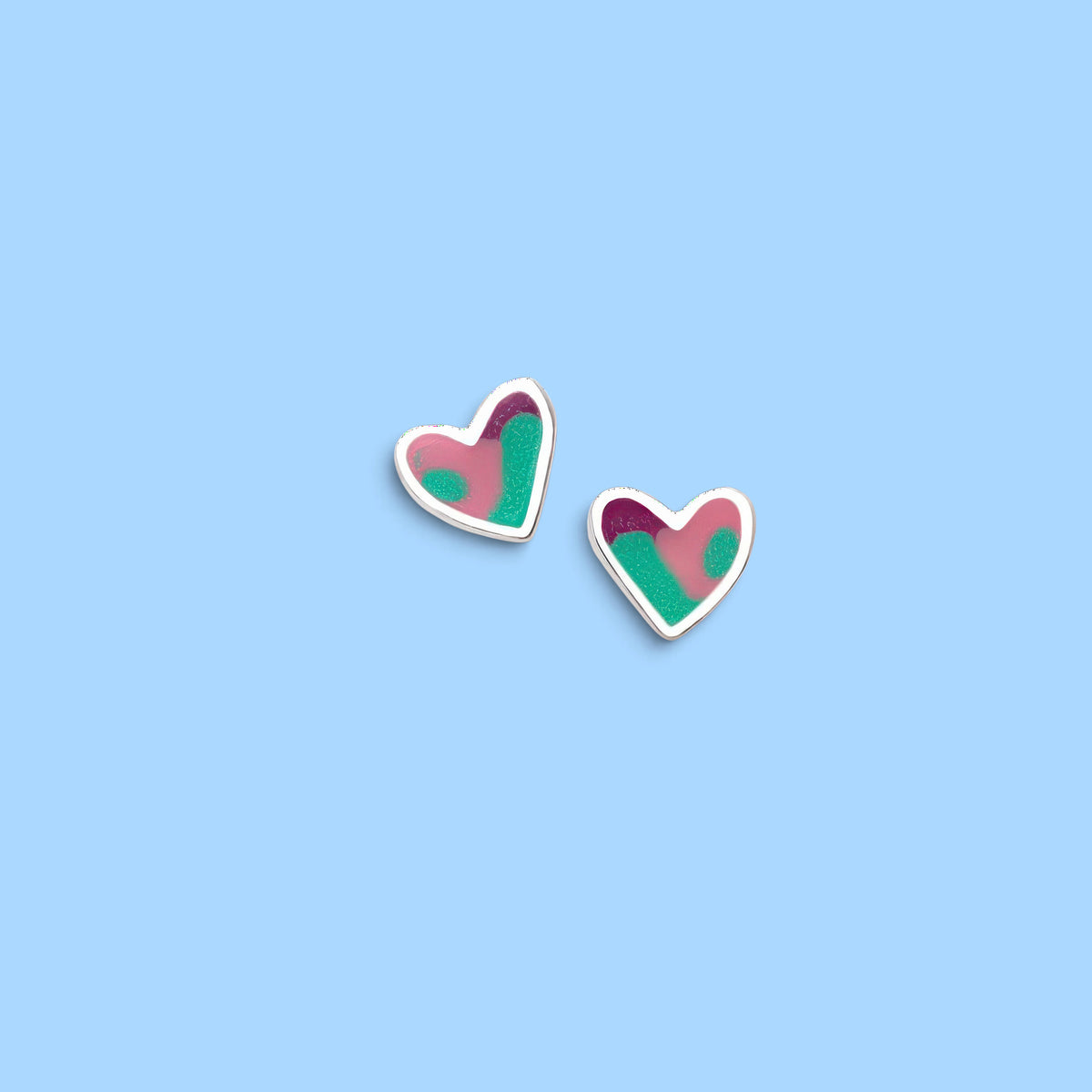 Orecchino cuore verde acqua