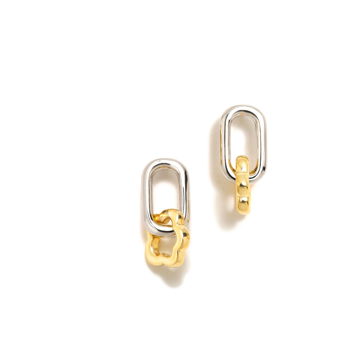 Boucles d'oreilles pression fleur bicolore link