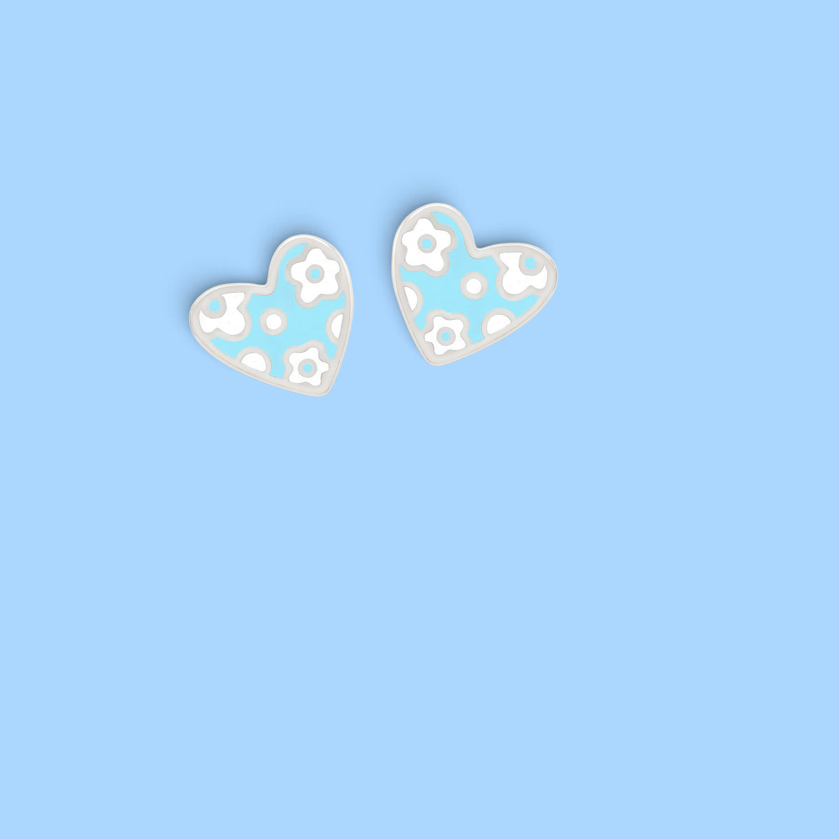 BOUCLES D’OREILLES NATHY CŒUR BLEU BLANC
