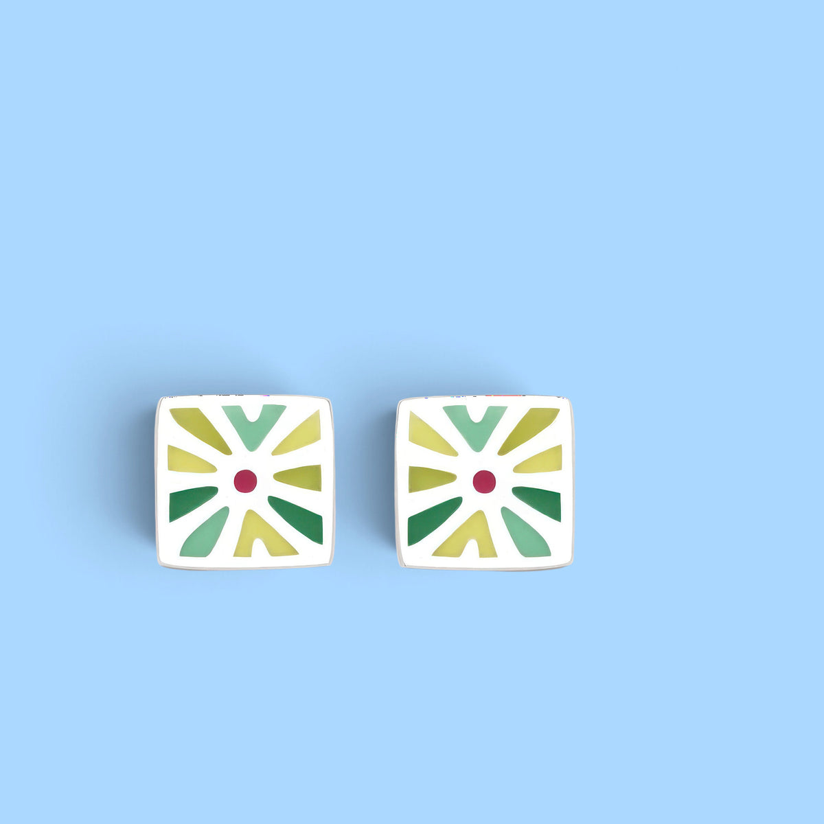 ORECCHINO MARGHERITA QUADRATO VERDE