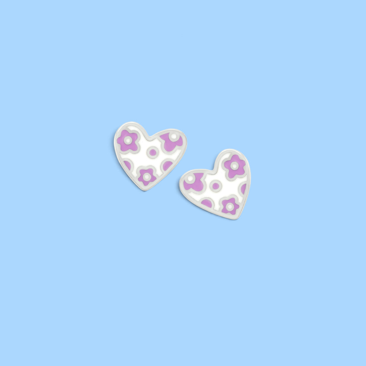 BOUCLES D’OREILLES NATHY CŒUR BLANC MAUVE