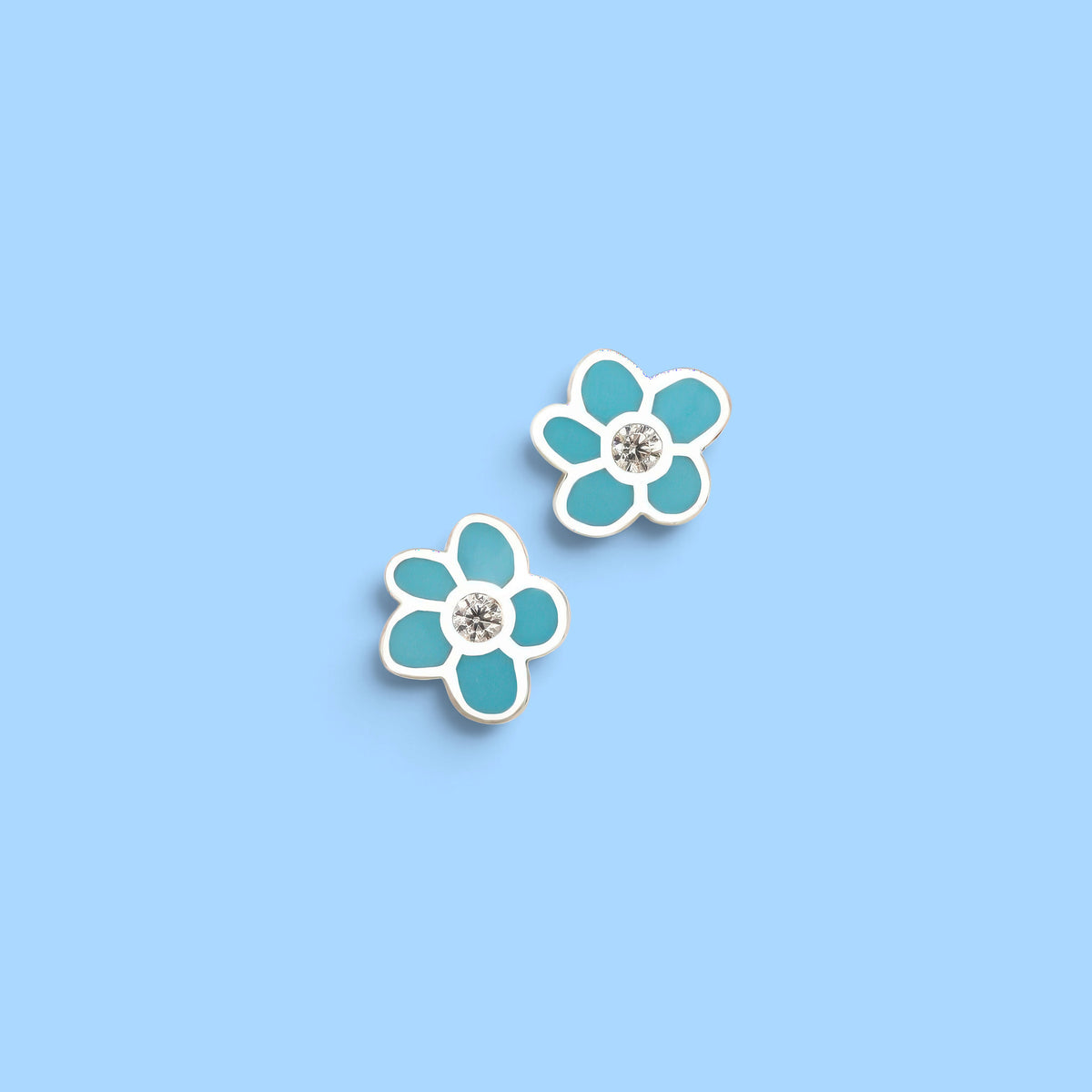 BOUCLES D'OREILLES FLEUR DIVERTISSEMENTS BLEU PÂLE CZ
