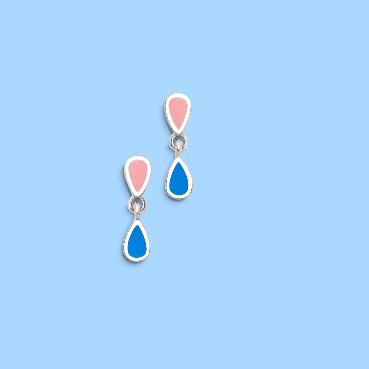 Orecchini pioggia gocce blu e rosa