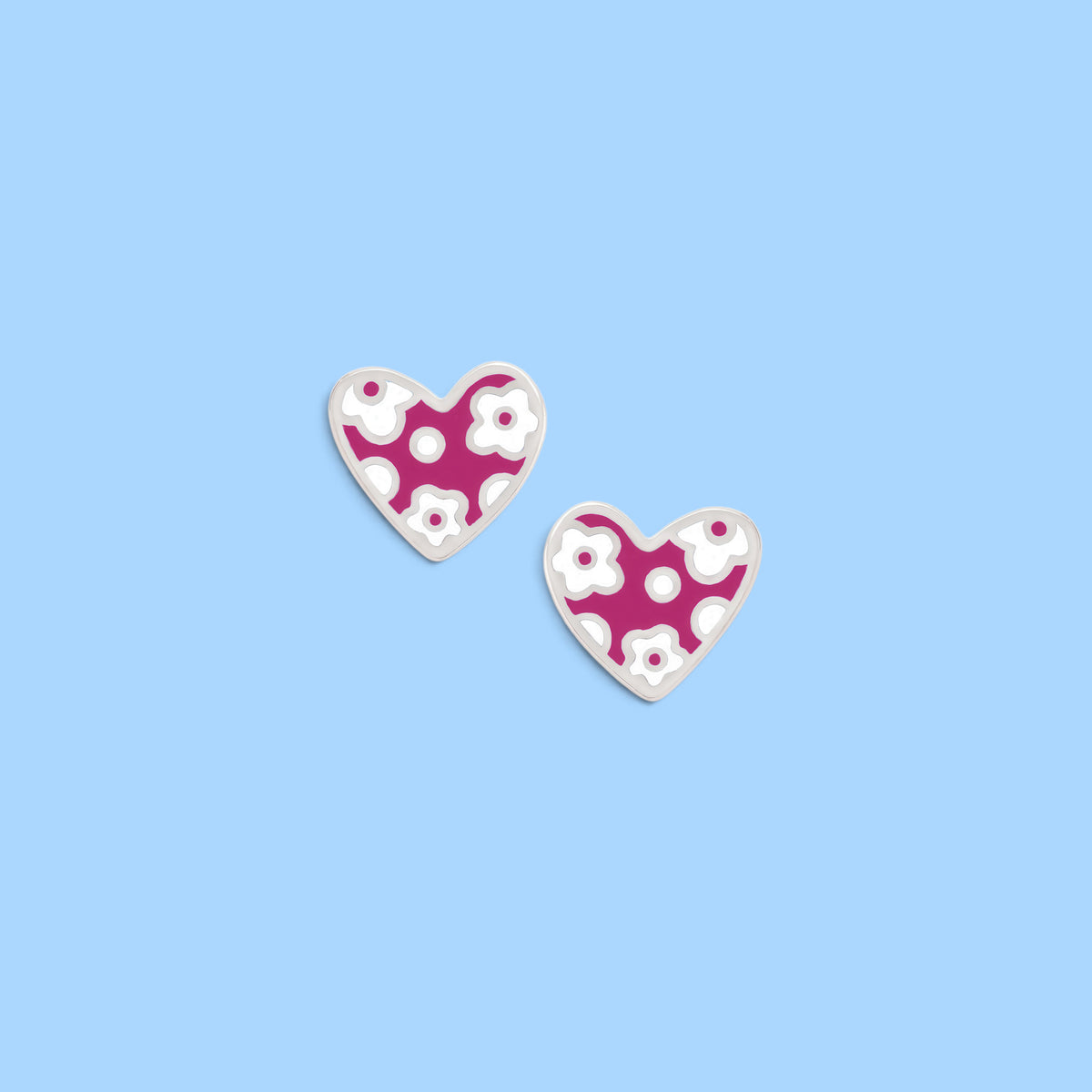 BOUCLES D’OREILLES NATHY CŒUR FUCHSIA BLANC