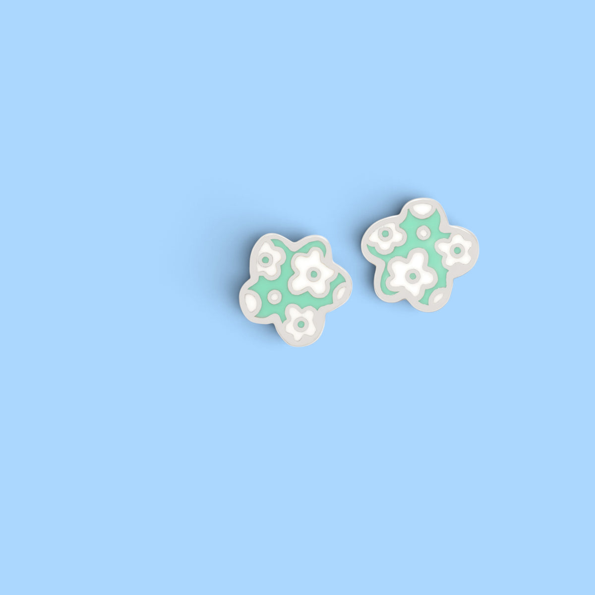 BOUCLES D’OREILLES NATHY FLEUR VERT BLANC