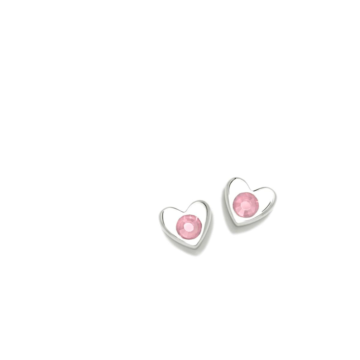 Boucles d'oreilles pression cœur Gaga argent CZ rose