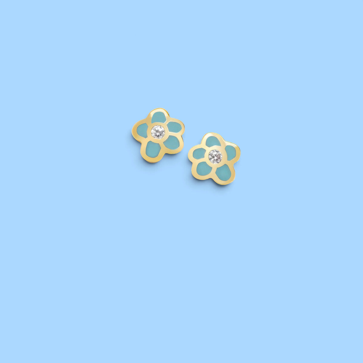 PENDENTE AZZURRO FIORE BAGNO ORO