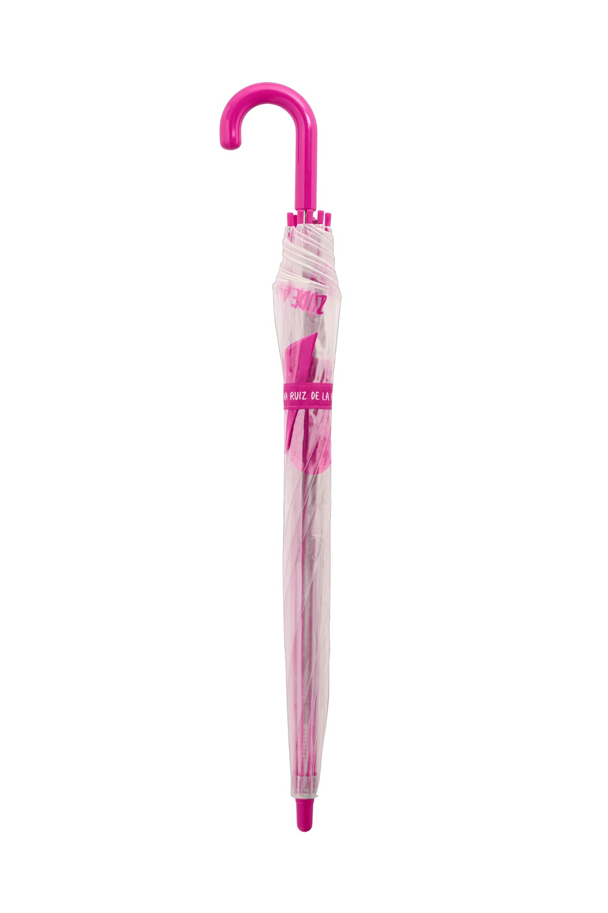 PARAGUAS INFANTIL TRANSPARENTE CORAZÓN FUCSIA