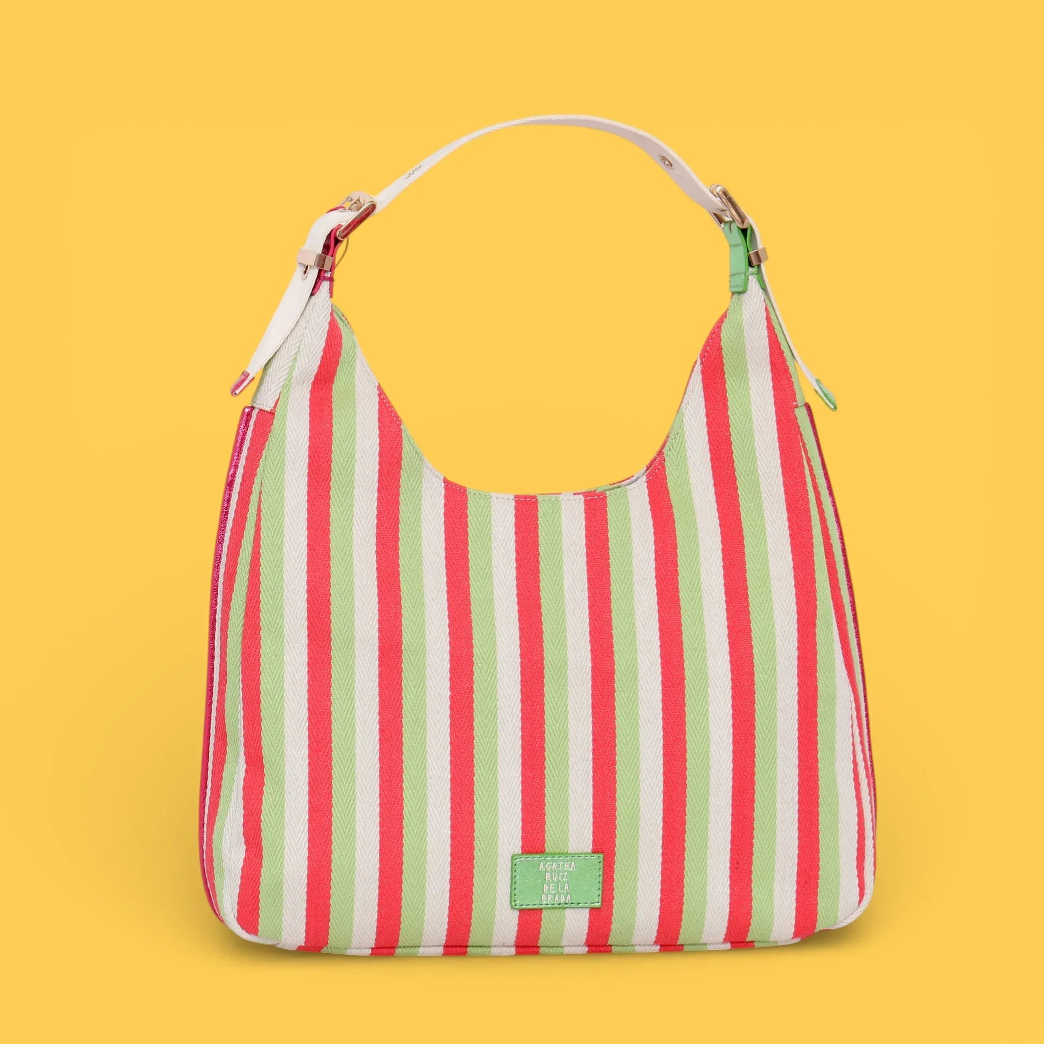 BOLSO HOBO LONA LINEAS FUCSIA - Agatha Ruiz de la Prada