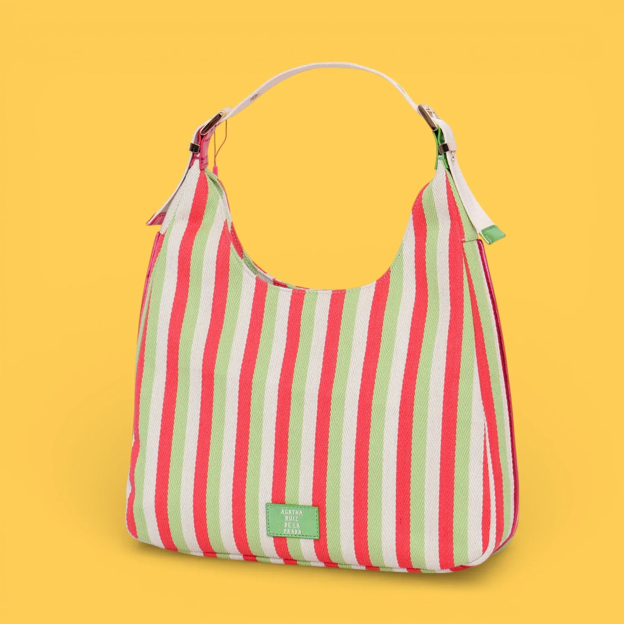 BOLSO HOBO LONA LINEAS FUCSIA - Agatha Ruiz de la Prada