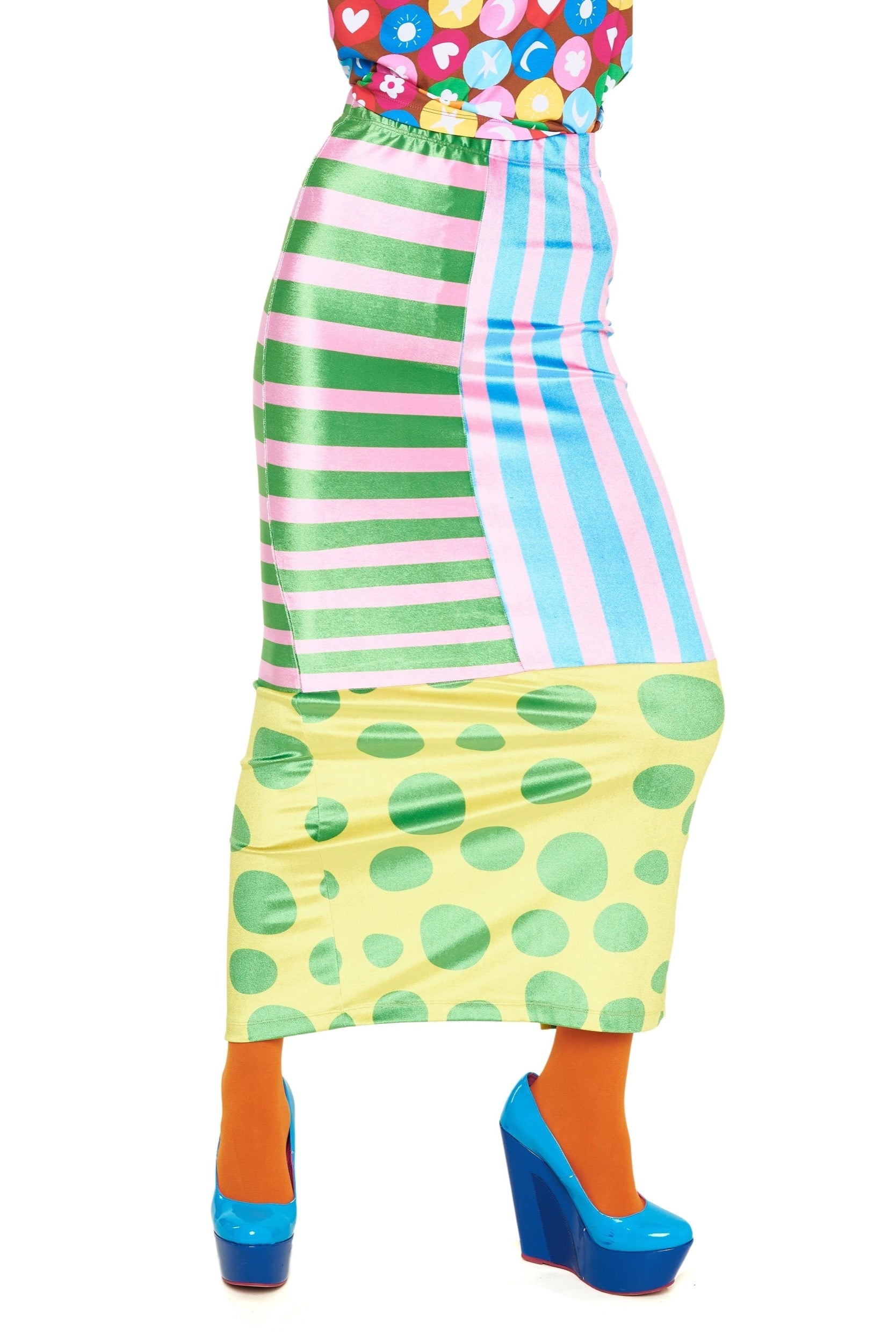 FALDA LARGA TOPOS/RAYAS