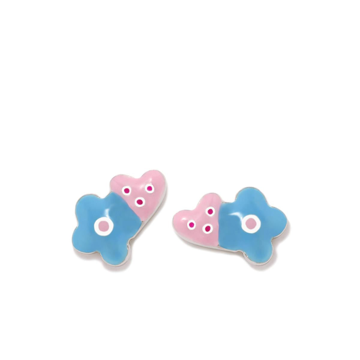 PENDIENTES FLOR CORAZON ROSA