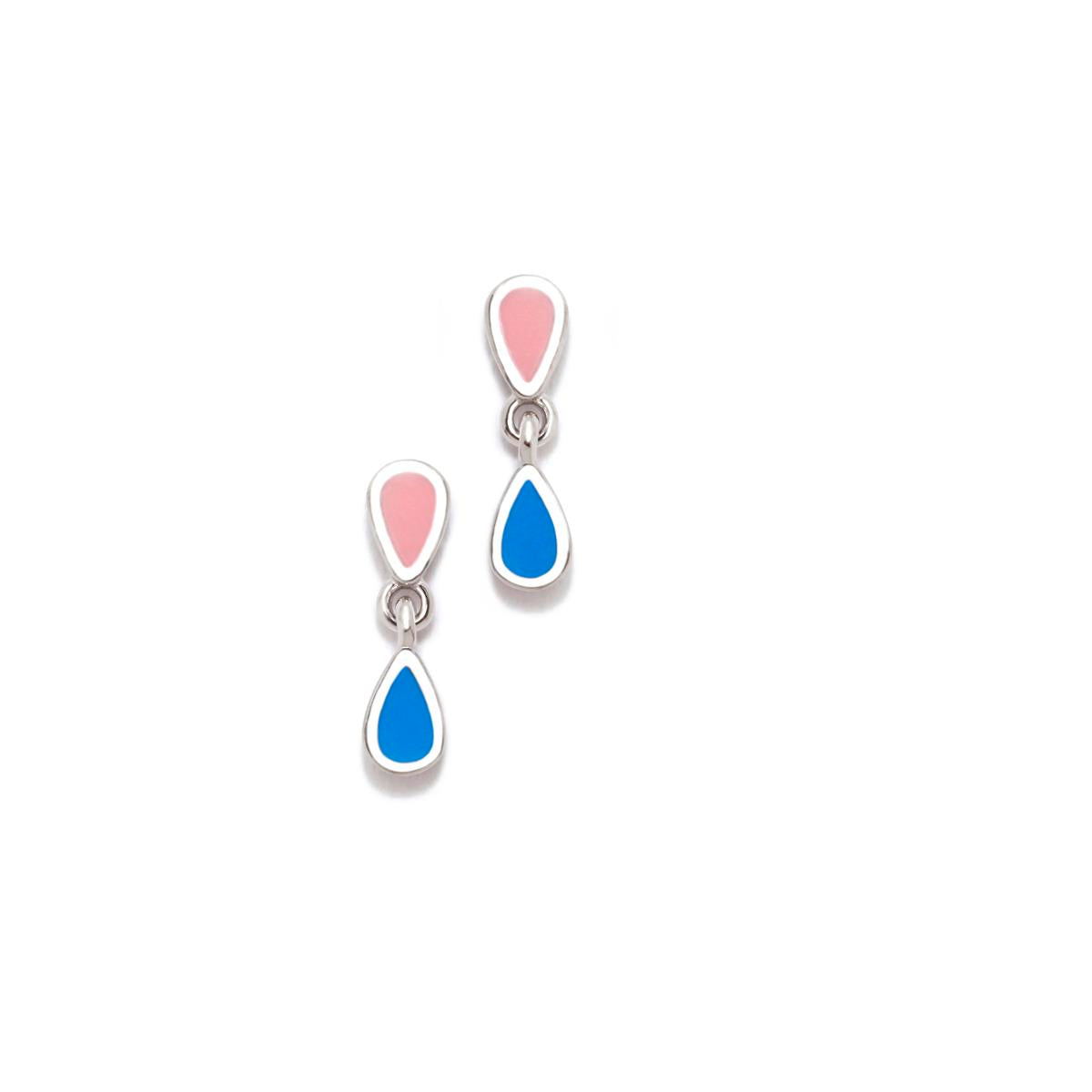 PENDIENTES LLUVIA GOTAS AZUL Y ROSA