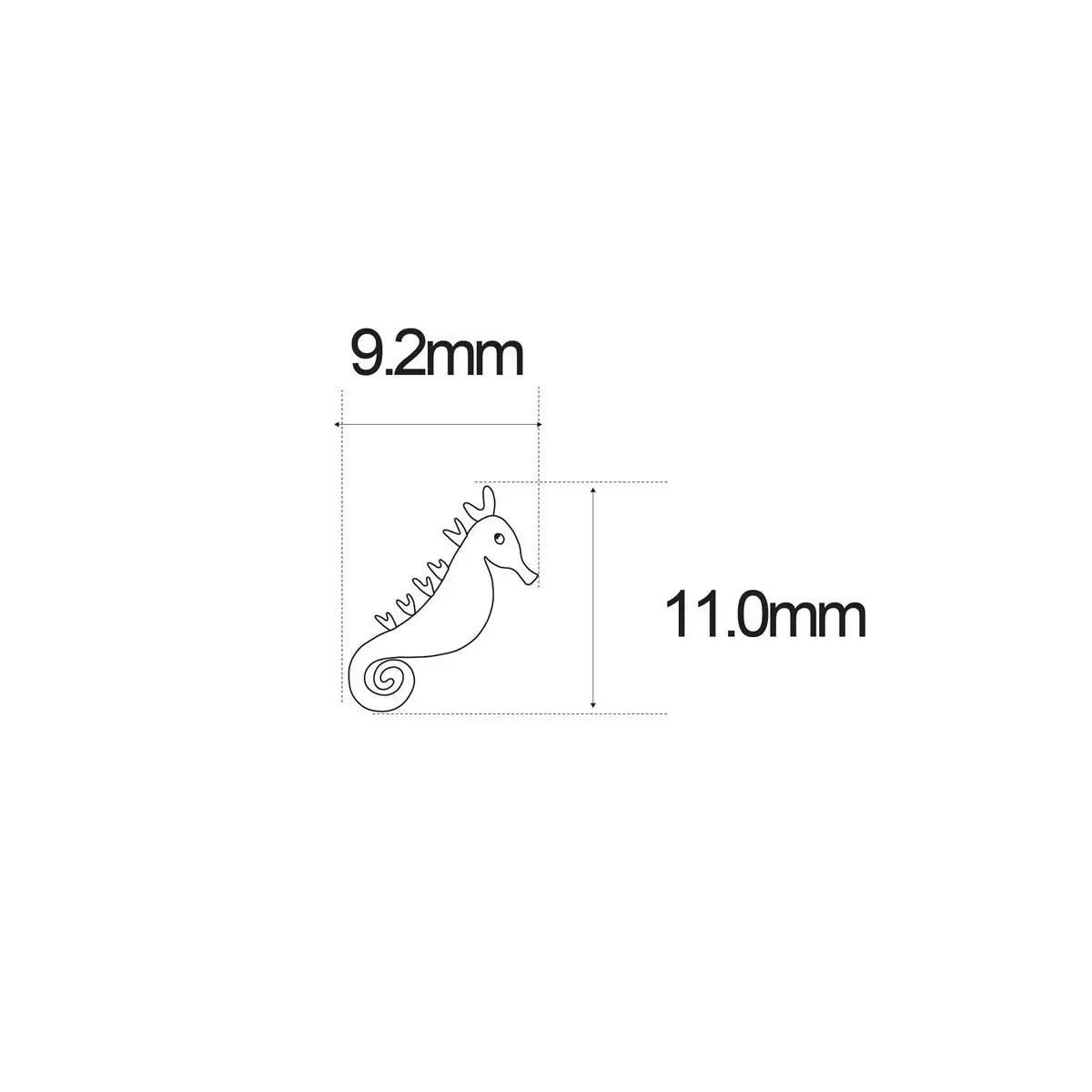 Pendientes de caballito de mar: 11 mm de alto y 9.2 mm de ancho