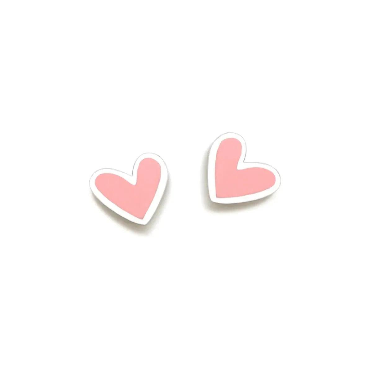 Colgante de corazón rosa bebé con borde blanco, forma de corazón doble