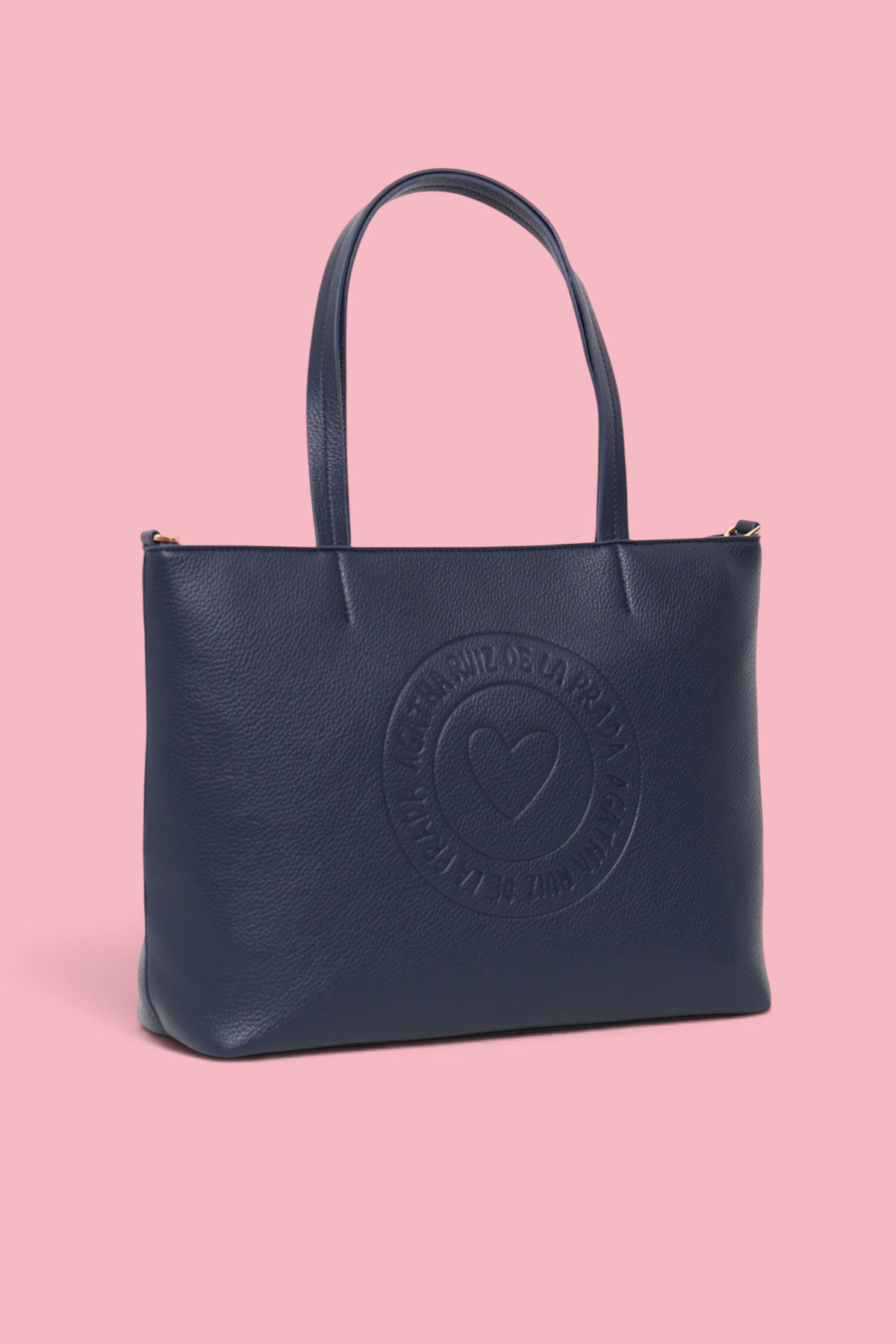 BORSA SHOPPER CON LOGO A CUORE BLU