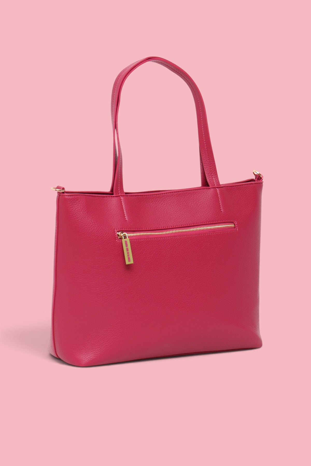 BORSA SHOPPER CON LOGO A CUORE FUCSIA