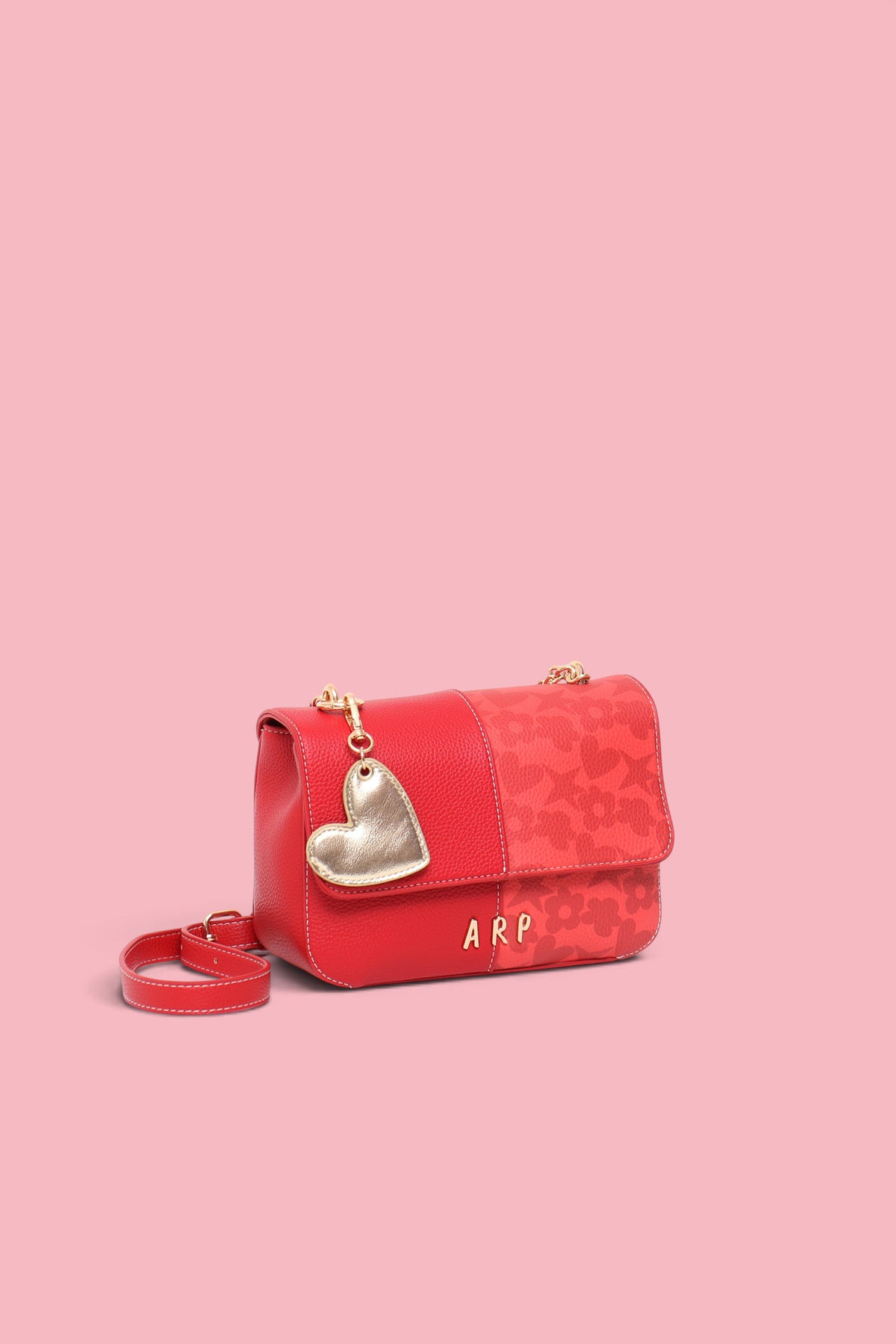 DOUBLE-FLAP PRINTED CROSSBODY BAG RED