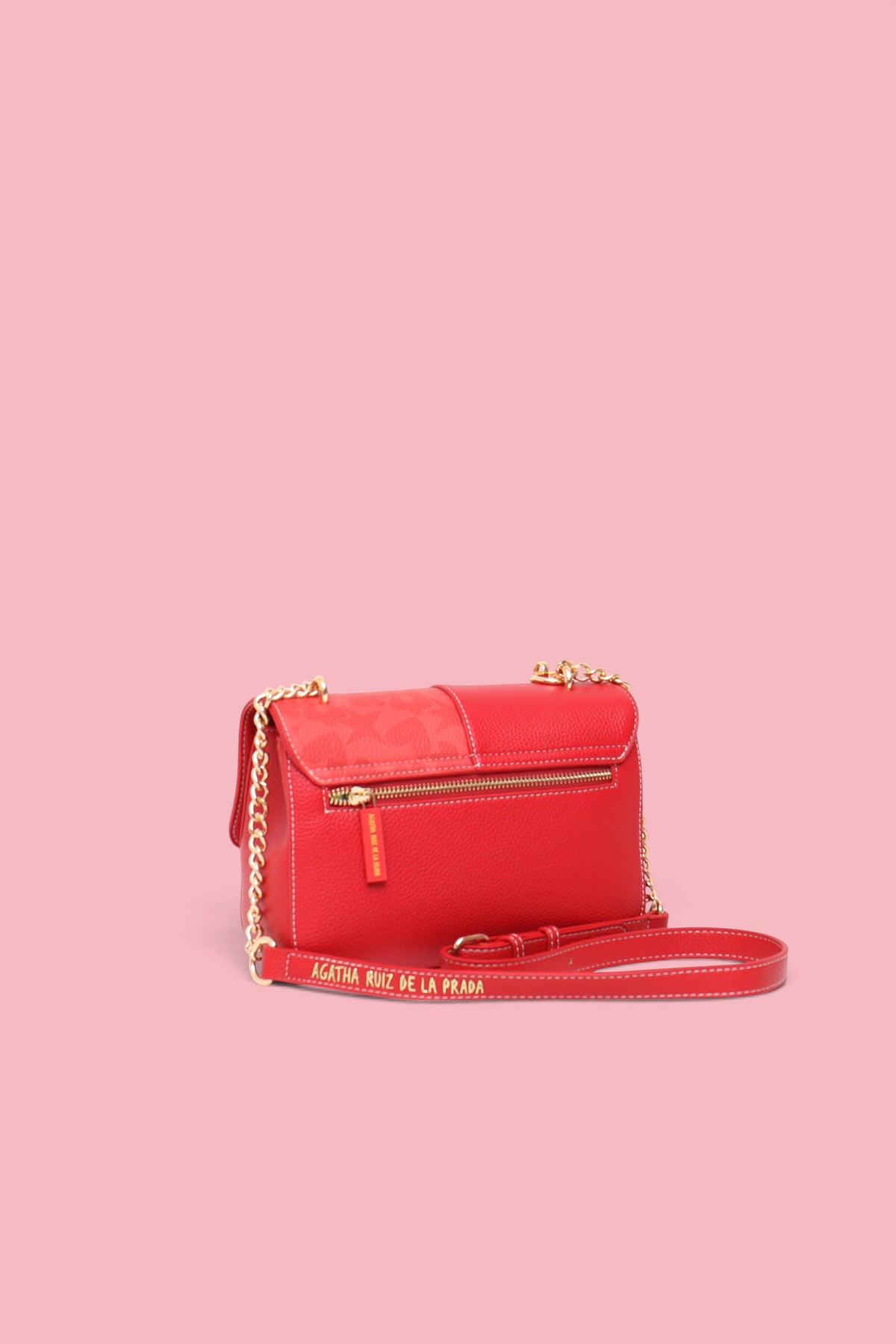 DOUBLE-FLAP PRINTED CROSSBODY BAG RED