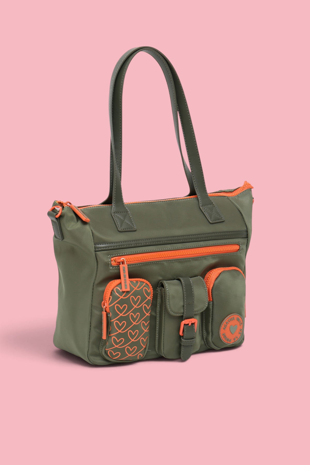 BOLSO SHOPPER NYLON BOLSILLOS VERDE