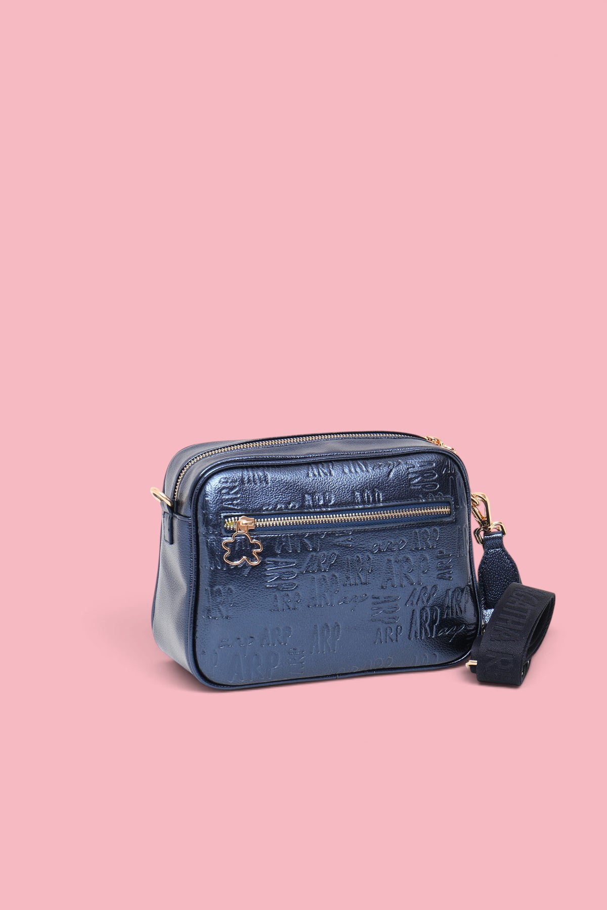 TECHNICAL METAL MONOGRAM CROSSBODY BAG BLUE