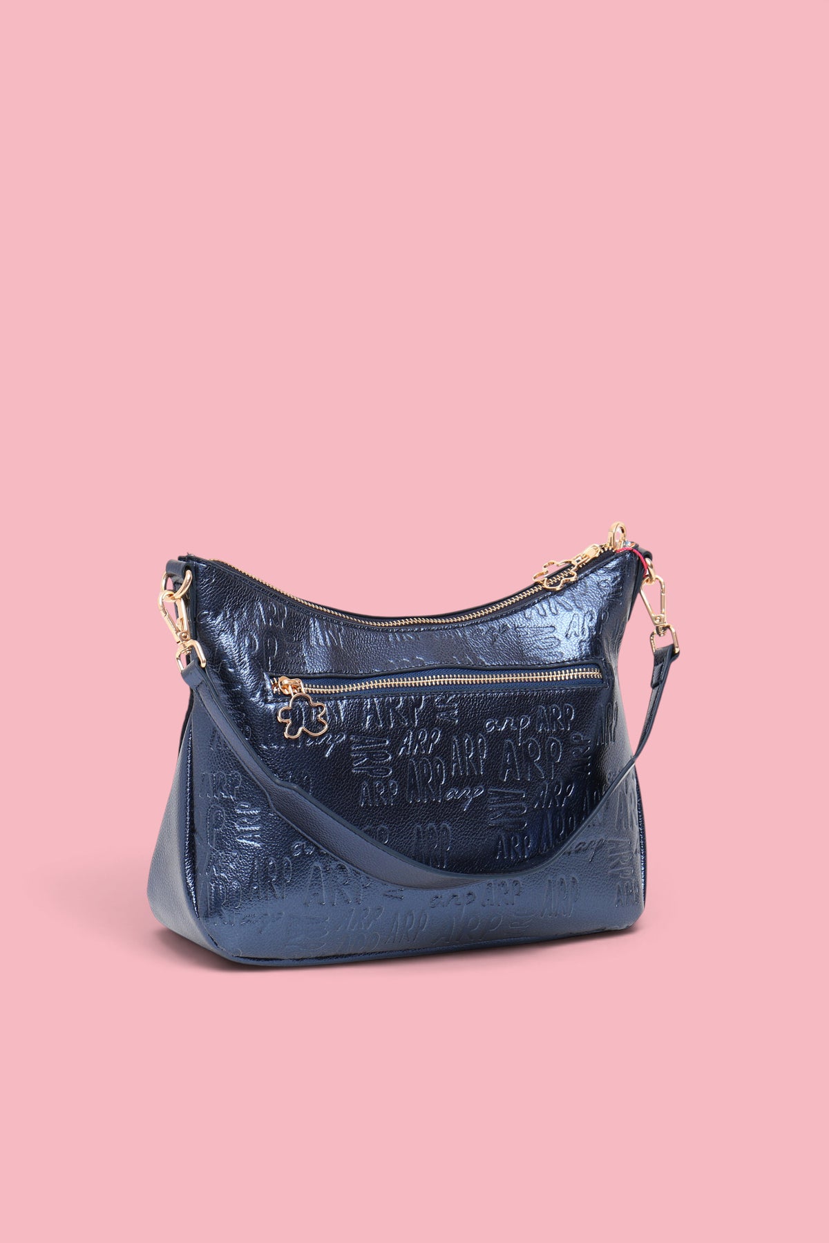 BORSA A GONDOLA TECNICA IN METALLO CON MONOGRAMMA BLU