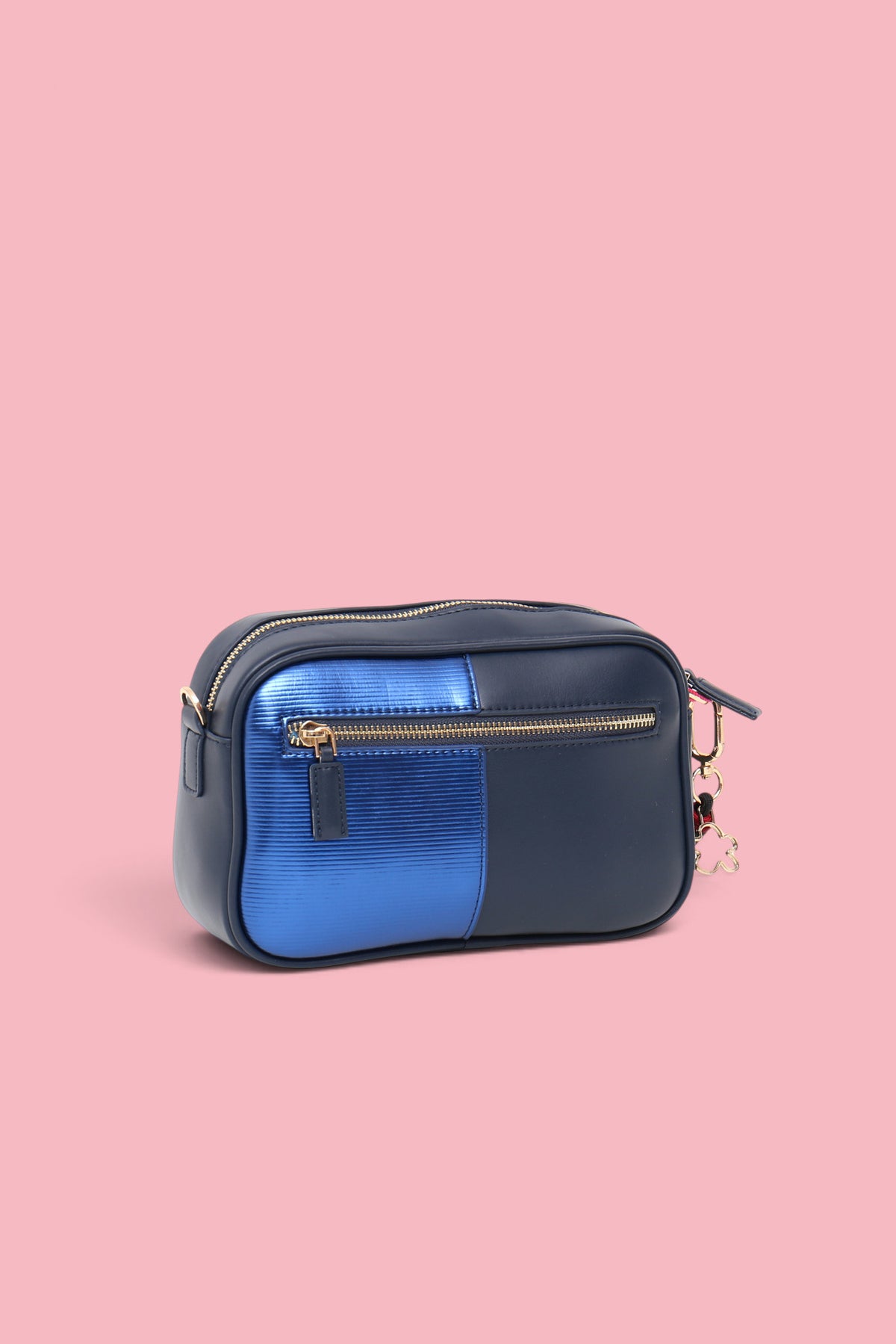 BORSA A TRACOLLA BIMATERIALE BLU