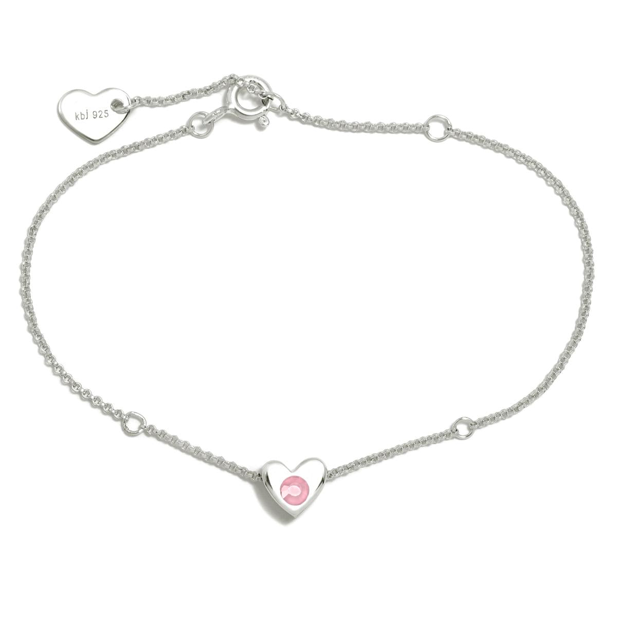Bracelet cœur Gaga argent CZ rose
