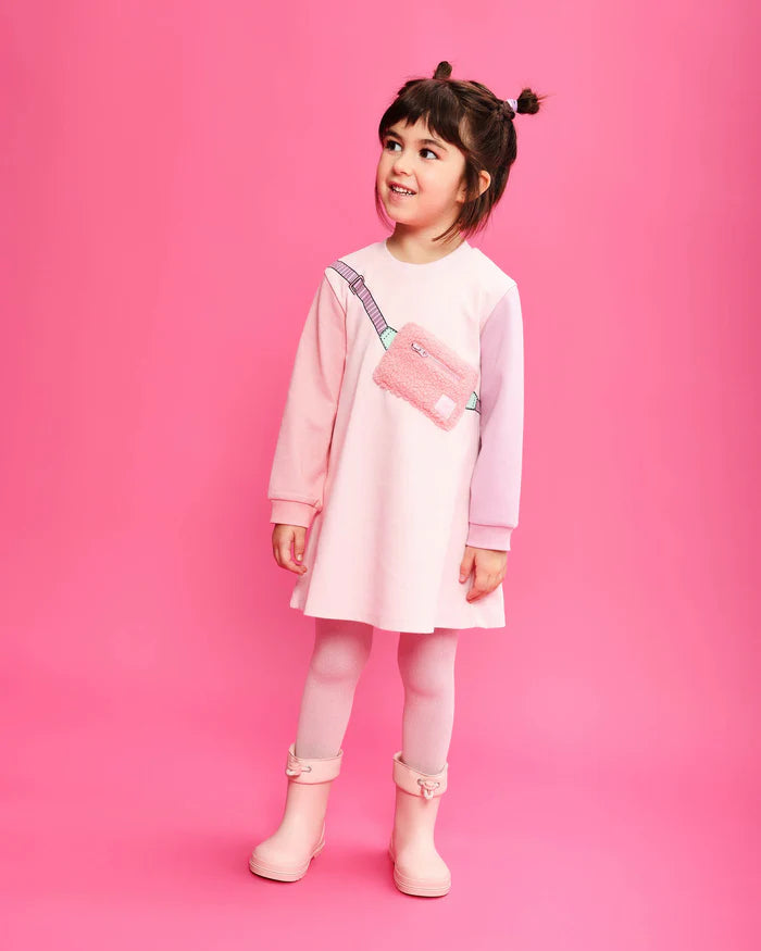 Robe banane rose avec collants