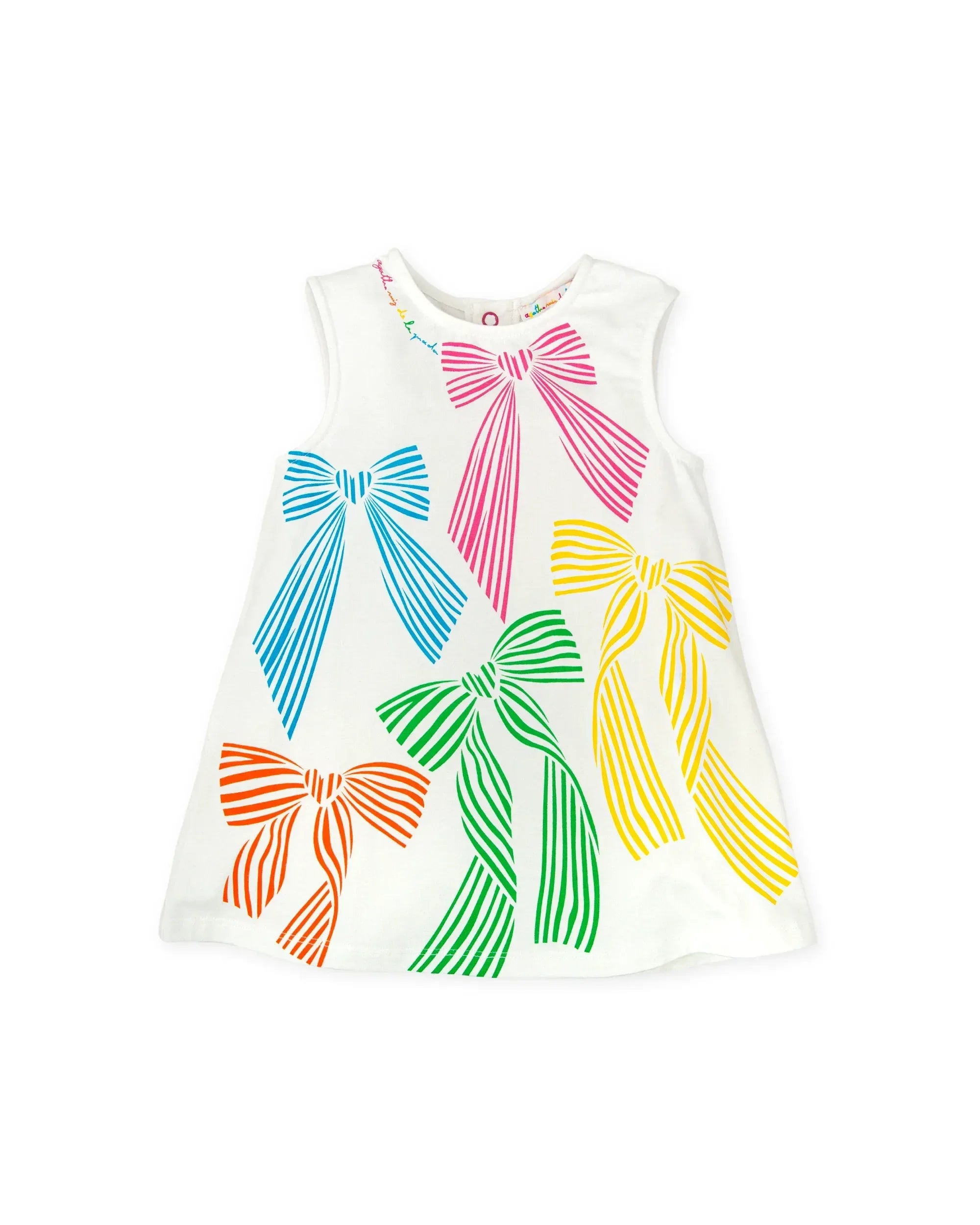 VESTIDO BLANCO SIN MANGAS ESTAMPADO LAZOS DE COLORES - Agatha Ruiz de la Prada