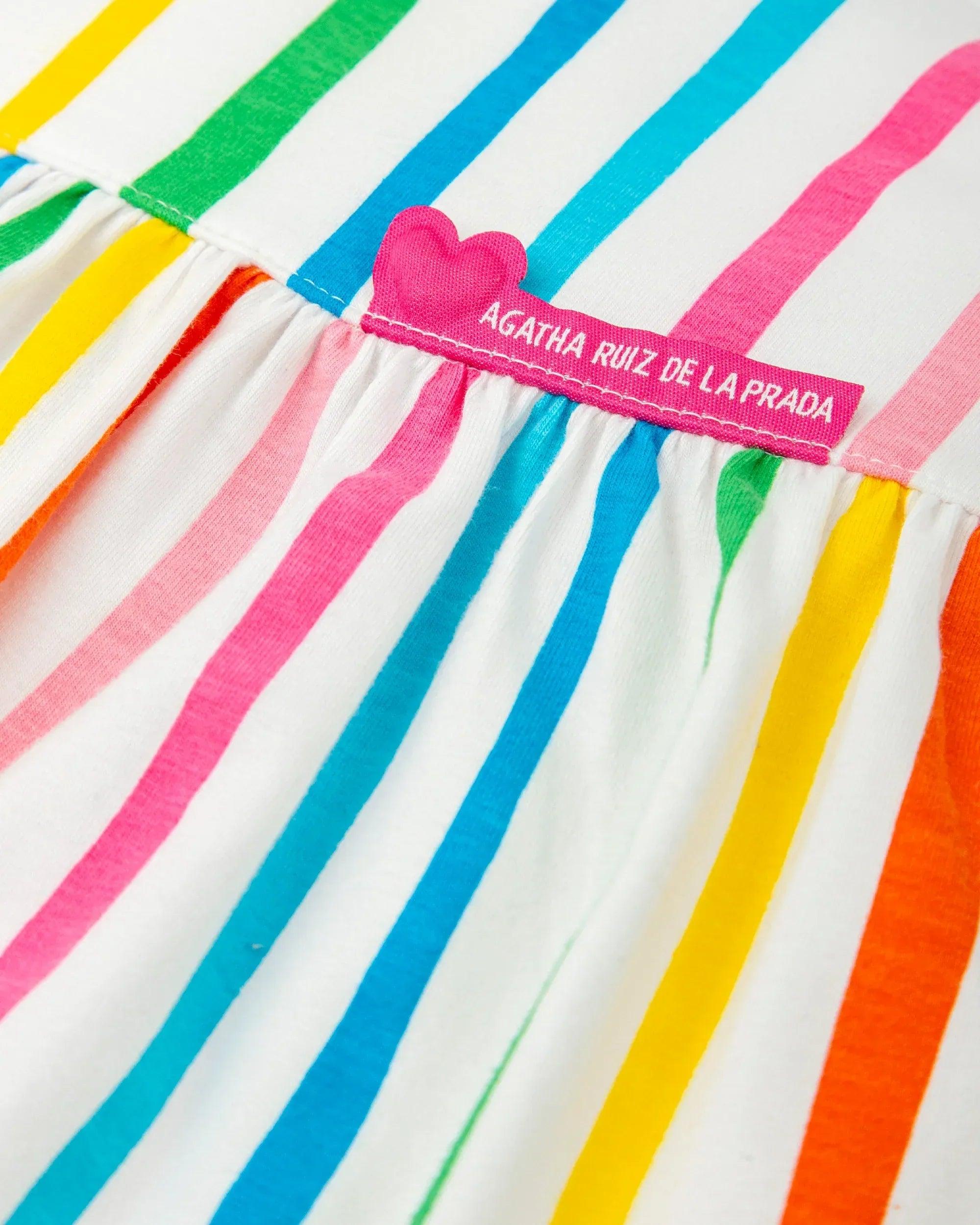 Vestido de rayas verticales multicolor con etiqueta AGATHA RUIZ DE LA PRADA
