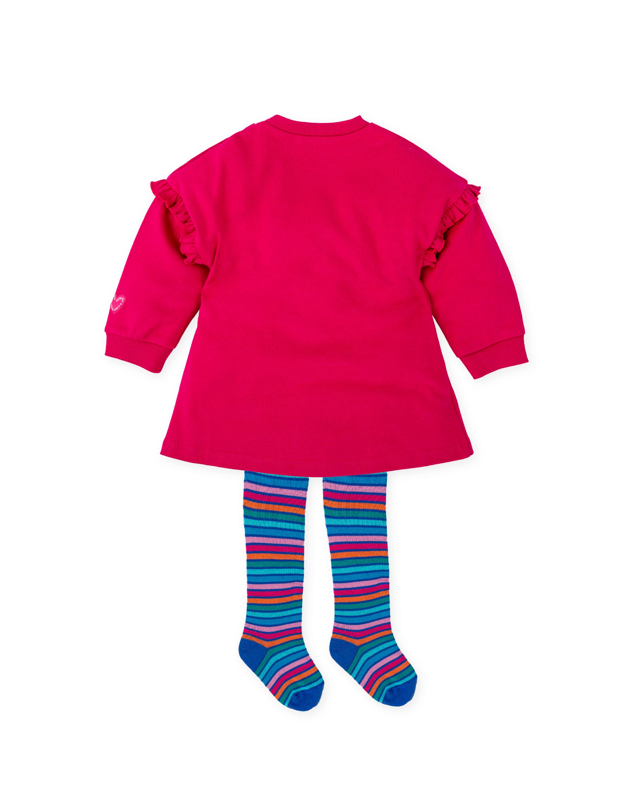 VESTIDO CORAZÓN BORDADO FUCSIA CON LEOTARDOS