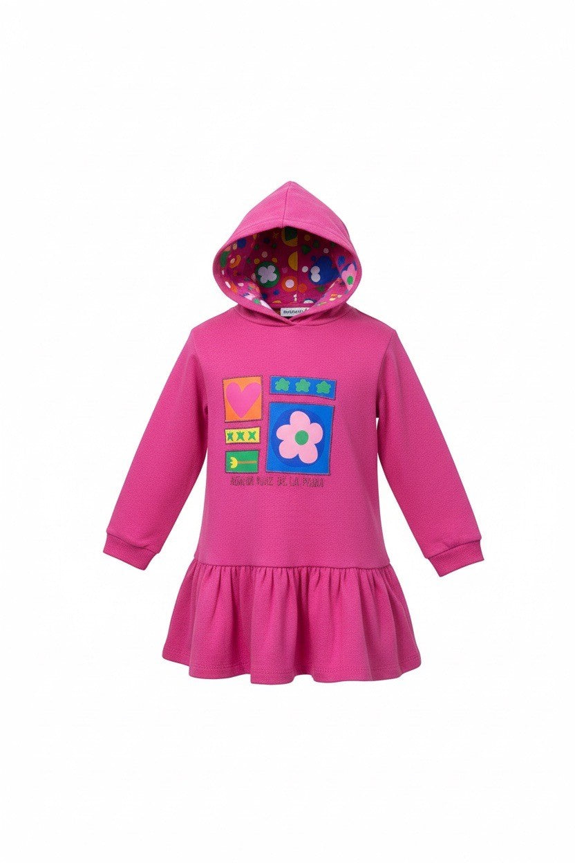 VESTIDO CON CAPUCHA FUCSIA COLORS