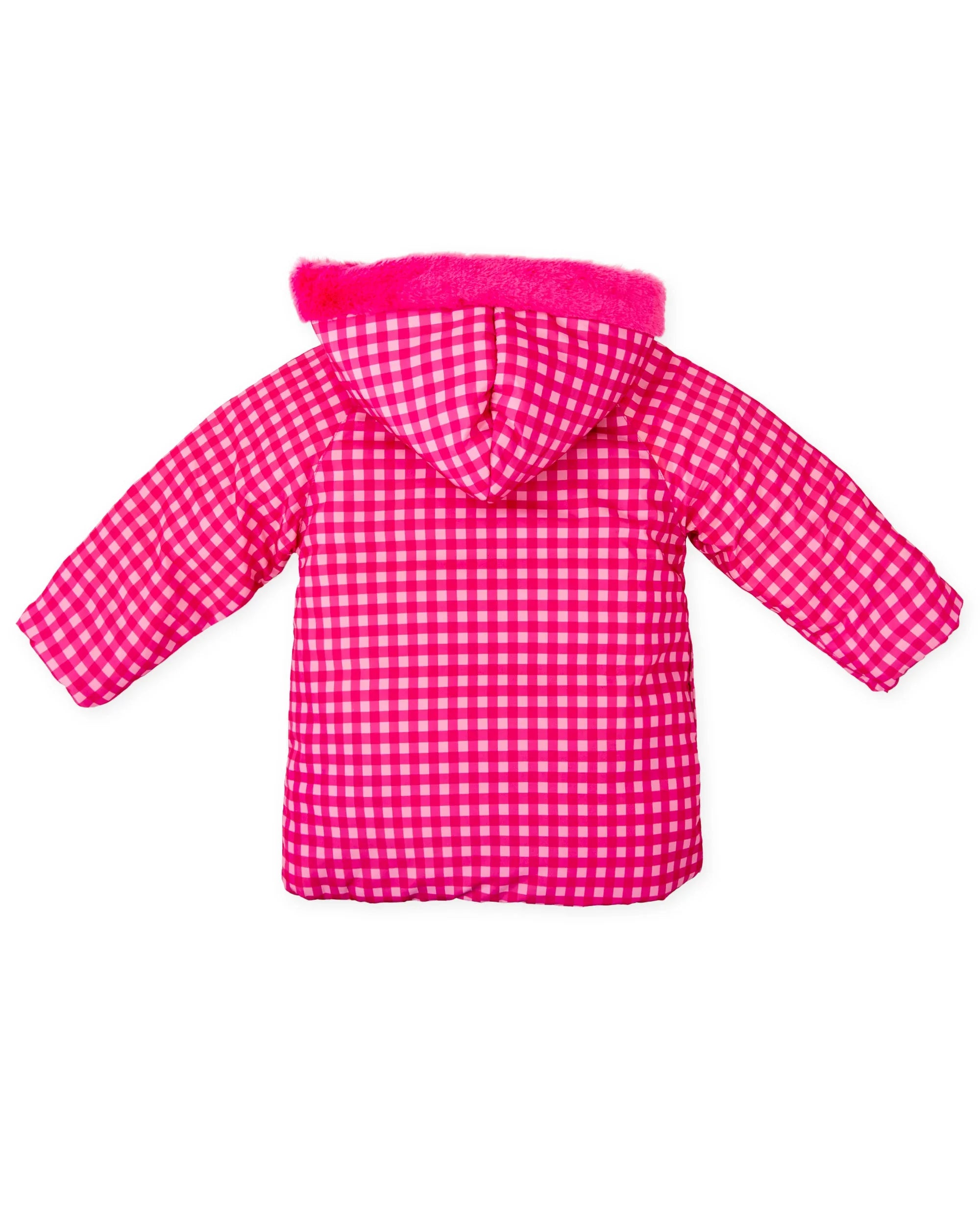 PARKA COAT HOOD PLAID FUCHSIA