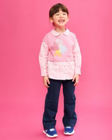 CONJUNTO CAMISA COMBINADA FRESA Y PANTALÓN DENIM