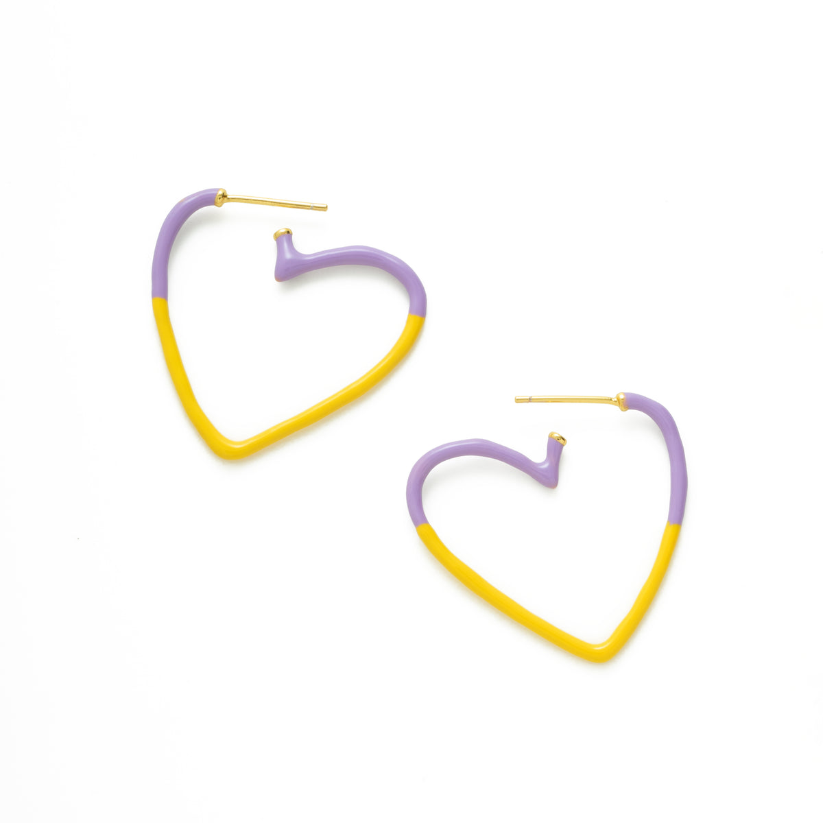 CRÉOLES TRACÉS CŒURS JAUNE LILAS