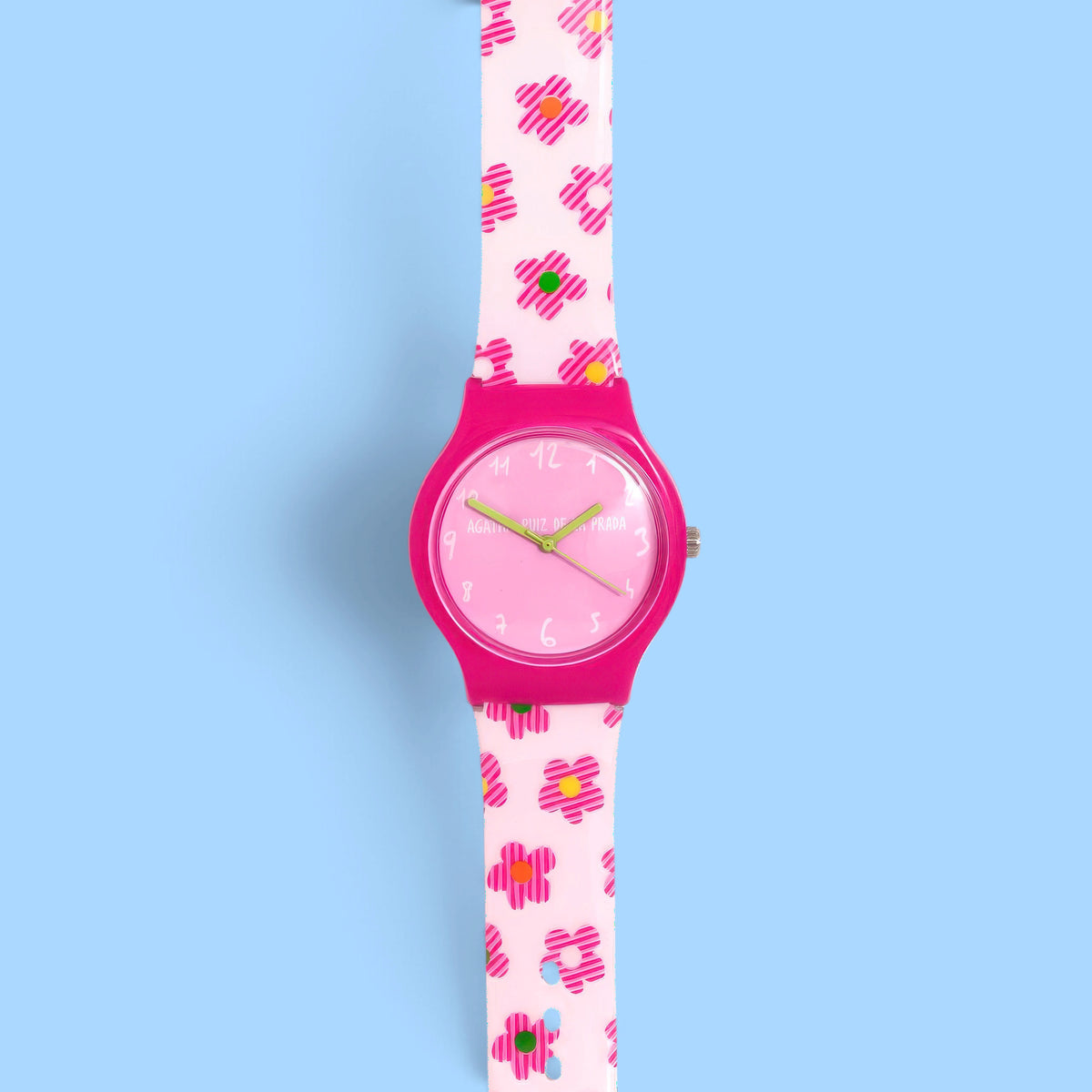 MONTRE FLIP FLEURS RAYÉES