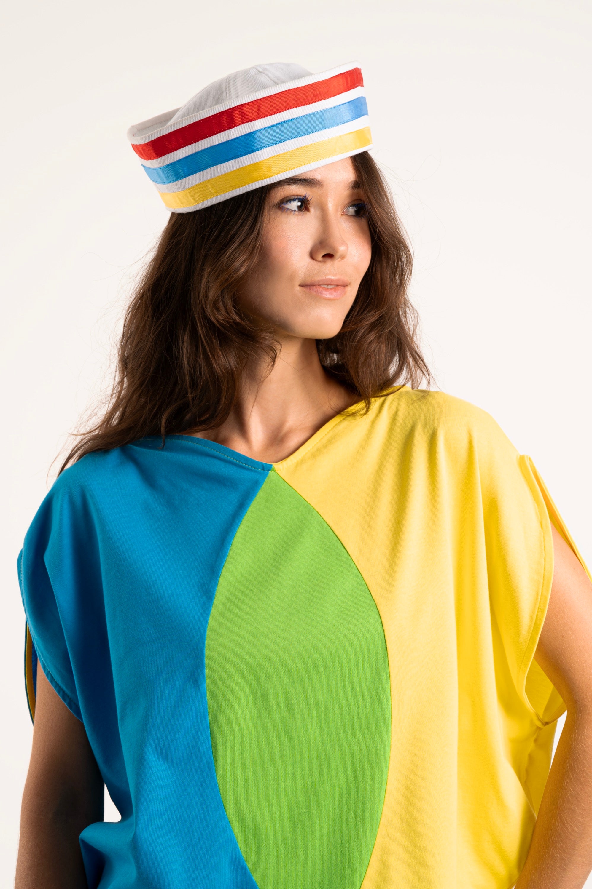 TOP CAMISETA CIRCULOS AMARILLO AZUL