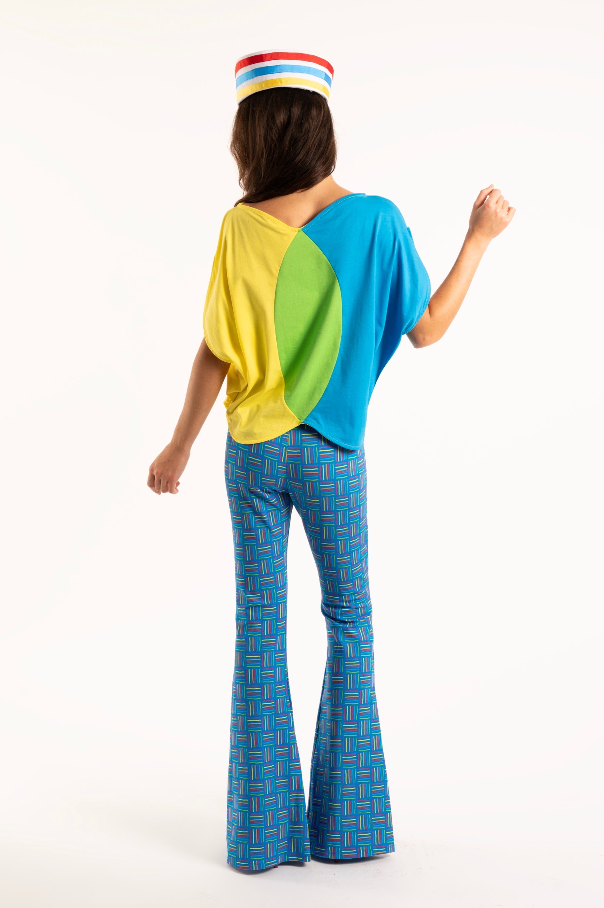 TOP T-SHIRT YELLOW BLUE CIRCLES