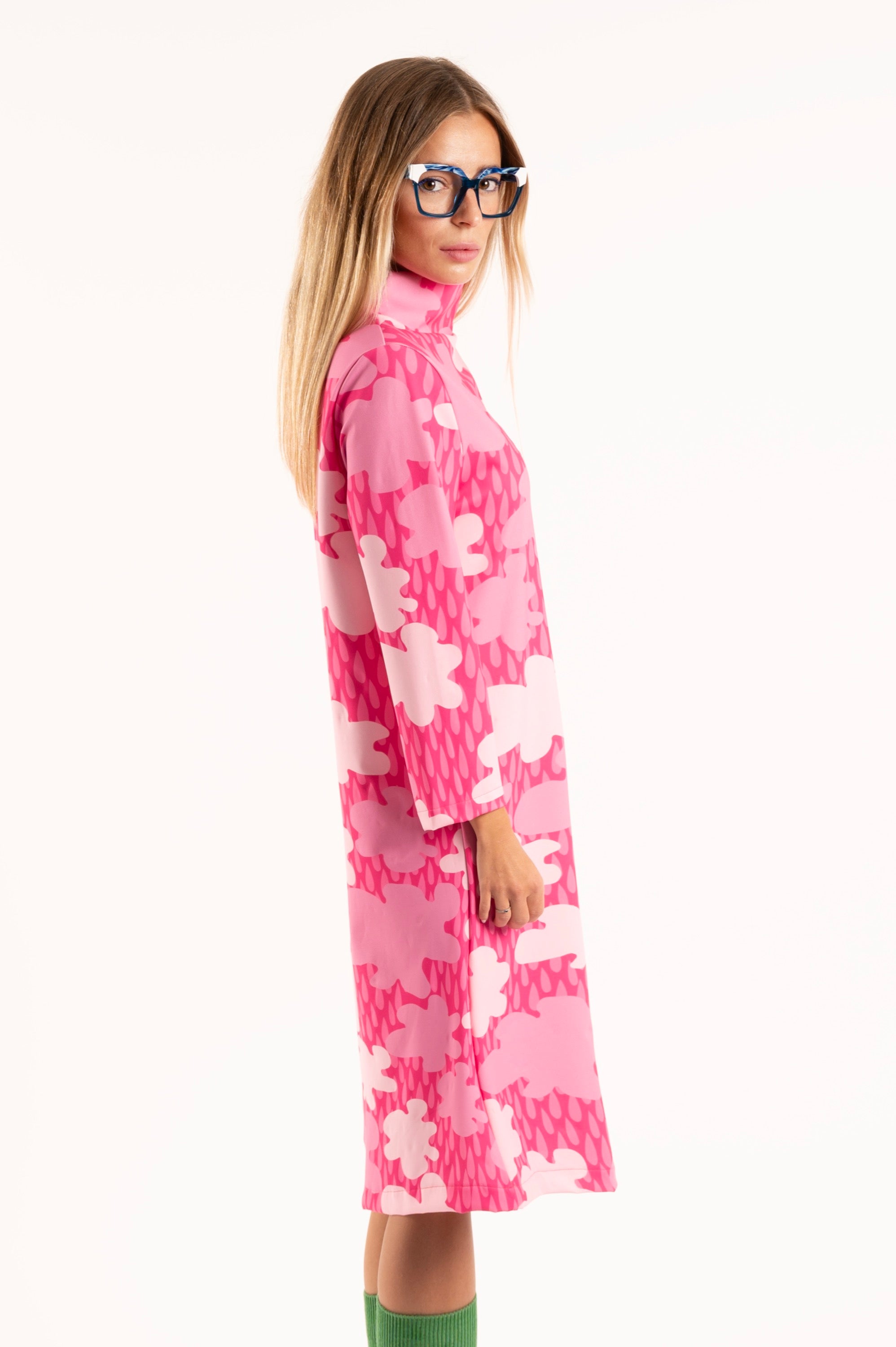 Vestito corto nuvole rosa