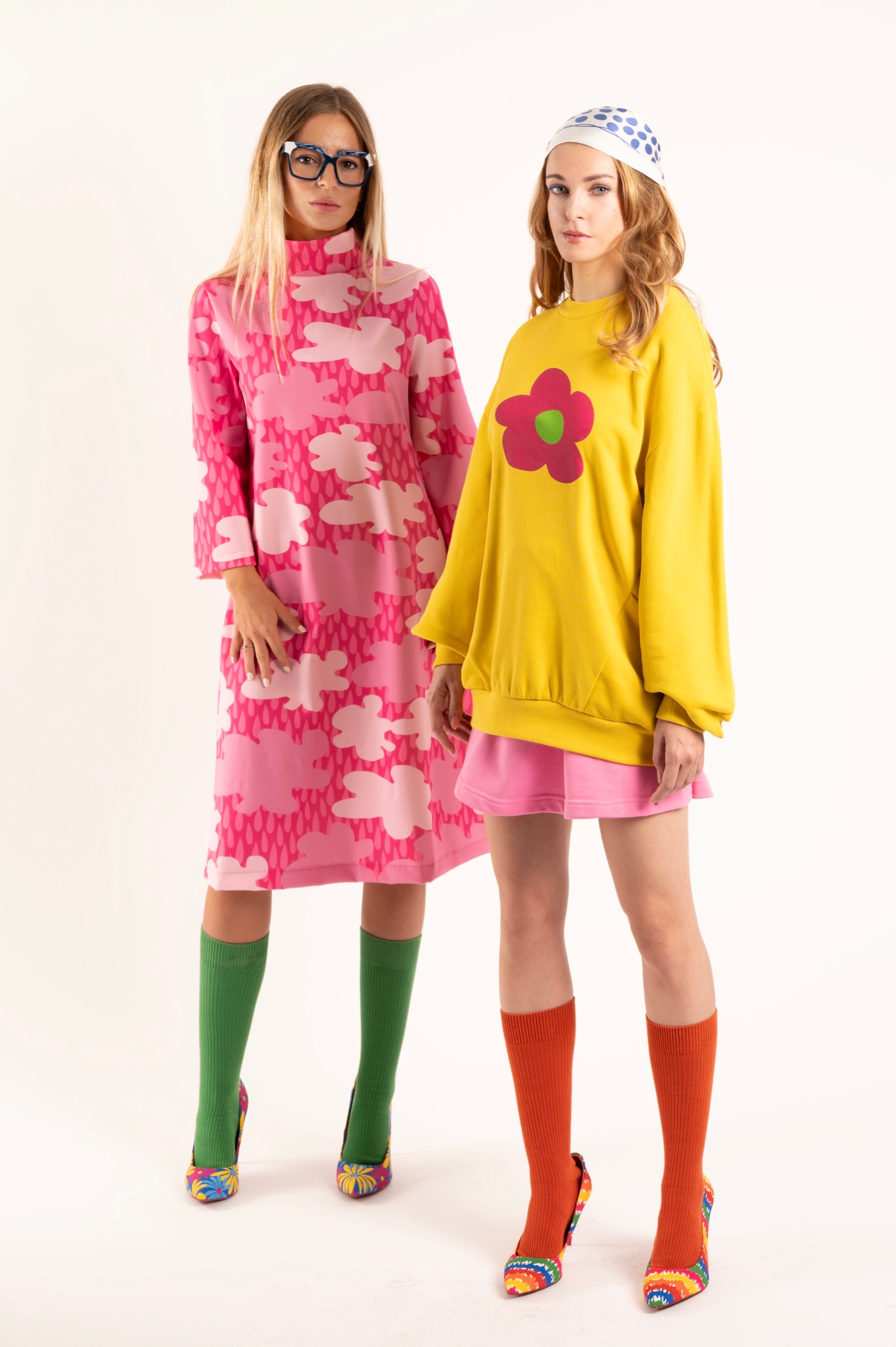 Vestito corto nuvole rosa